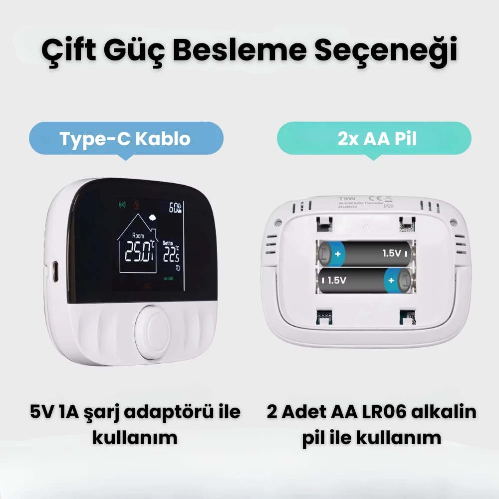 Wifi Kablosuz Akıllı Oda Termostatı T9W ( Tuya - Smart Life Uyumlu)