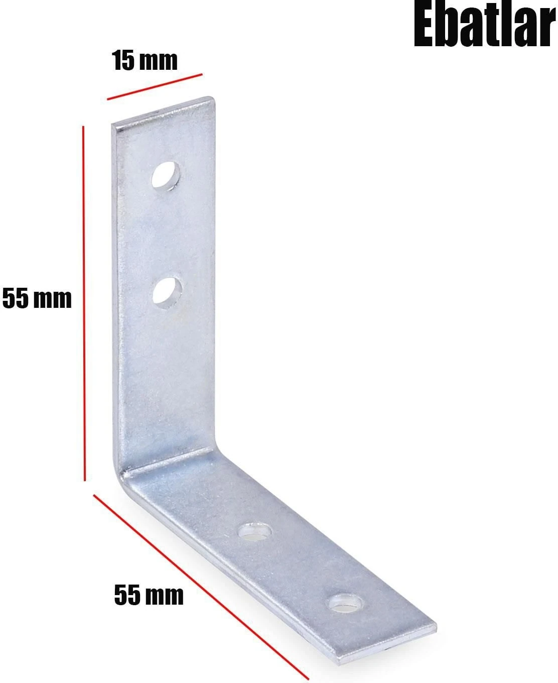 (10 Adet) Mobilya Dolap Köşe Bağlantı L Demir Gönye 55X55X15 mm