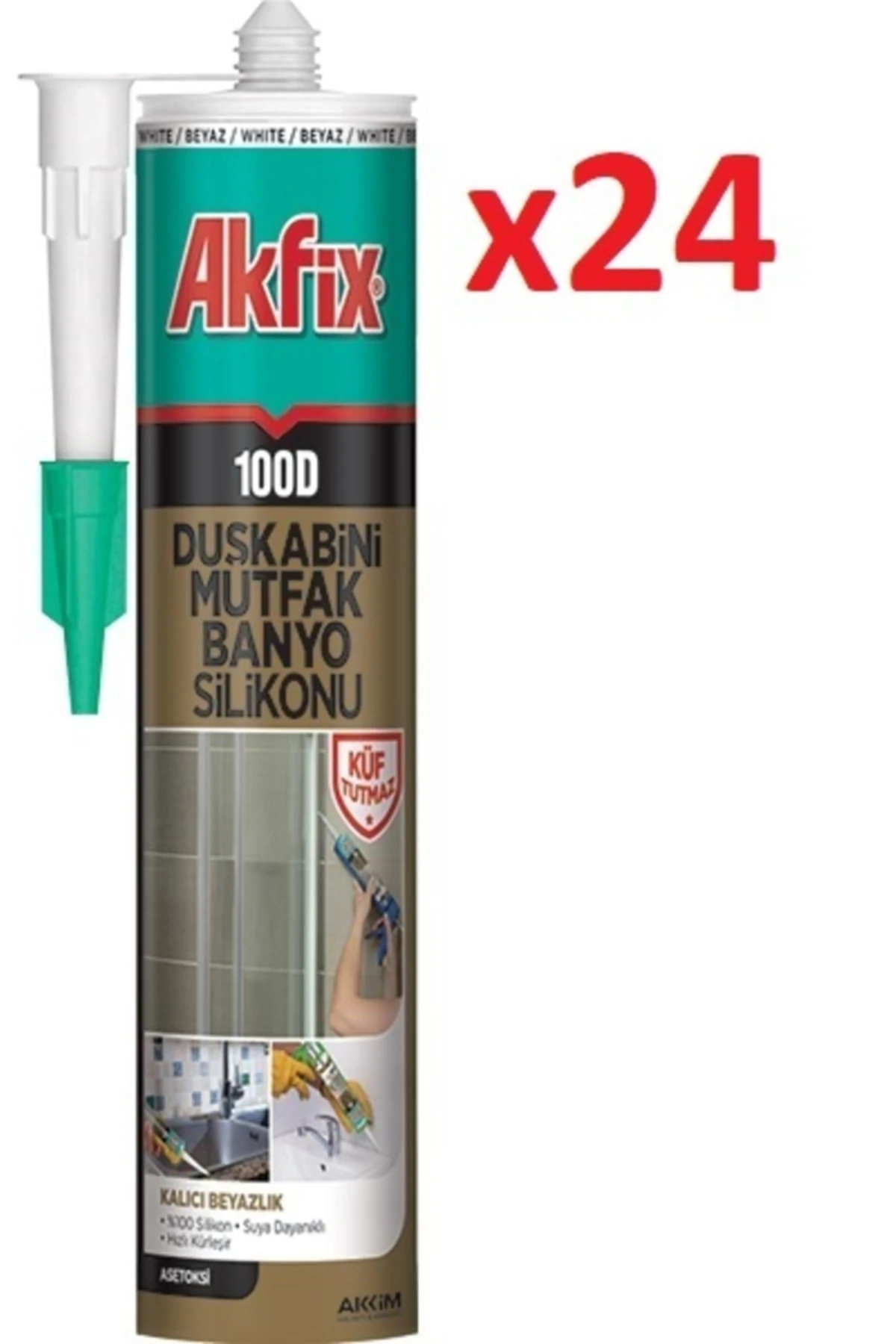 100d Duşkabin Mutfak Banyo Silikonu 310 Ml Şeffaf (1 Koli - 24 Adet)