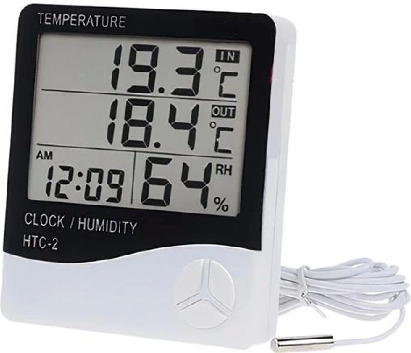 Iç ve Dış Ortam Sıcaklığını Ölçebilen LCD Ekran Saat Göstergeli Alarmlı Nem Ölçer Termometre (4887)