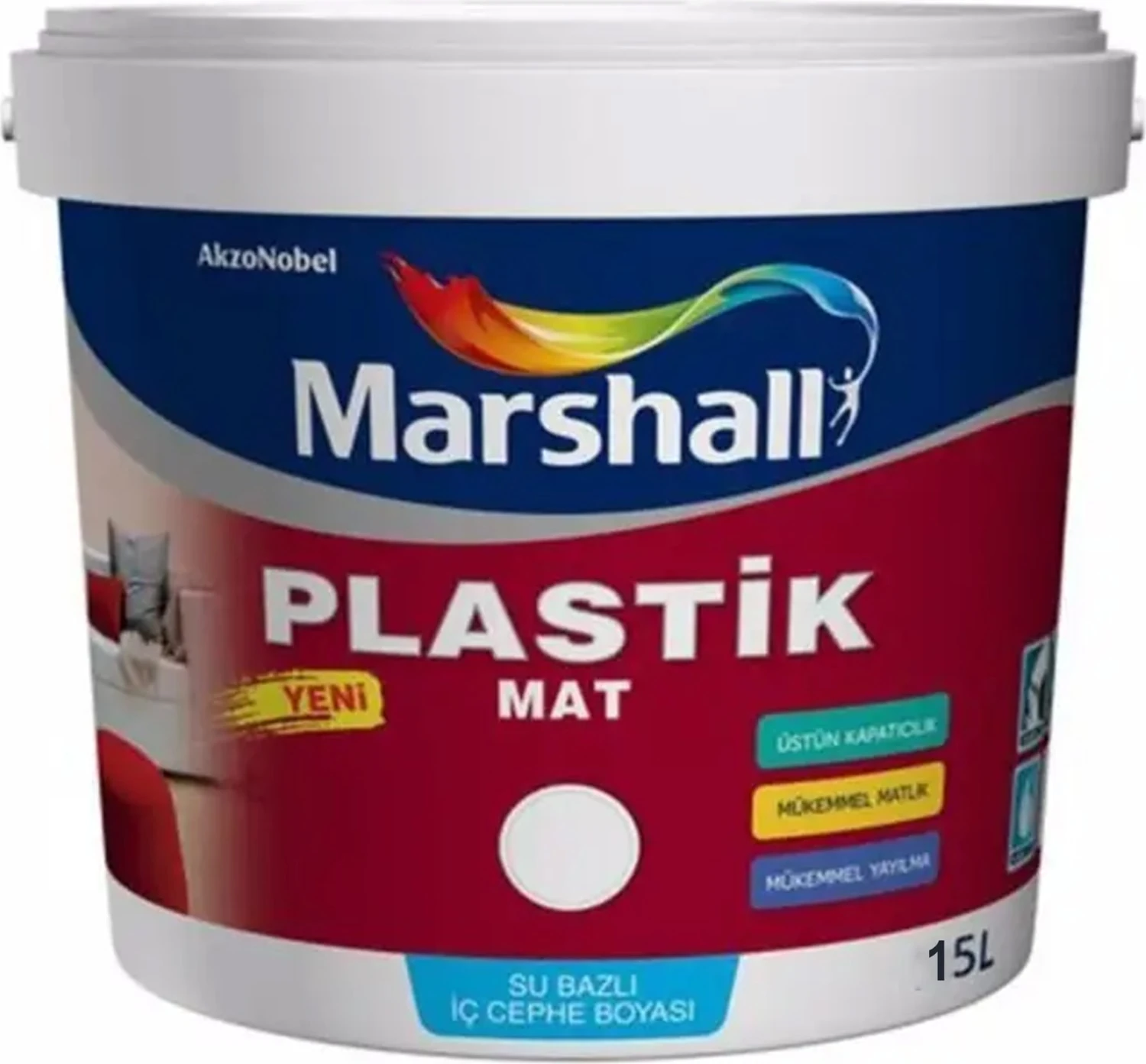 Plastik Mat Iç Cephe Boyası Kavak Yeli 15 Lt (20 Kg)