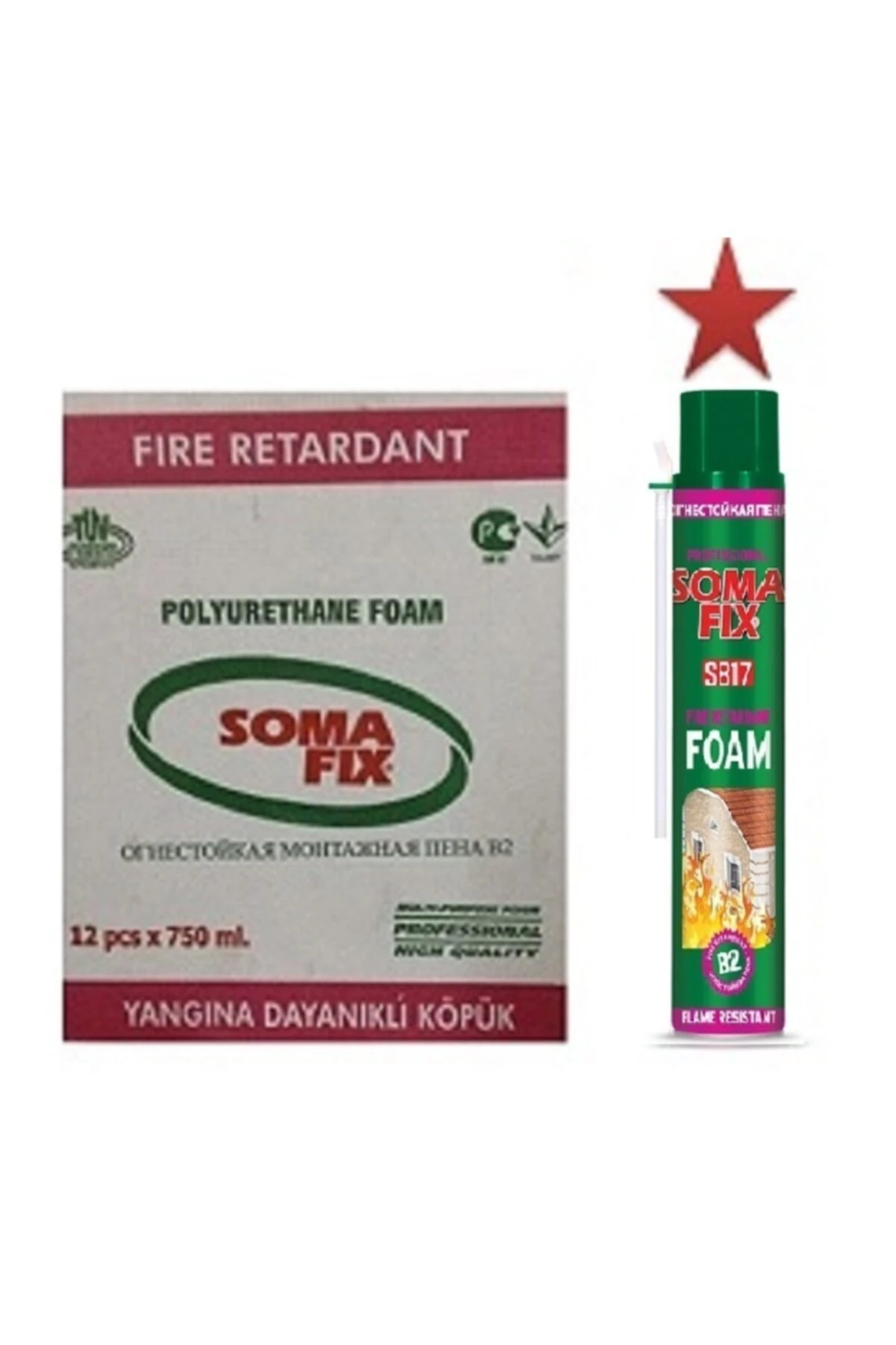 12 Adet 750 ml B2 Yangına Karşı Dayanıklı Poliüretan Köpük