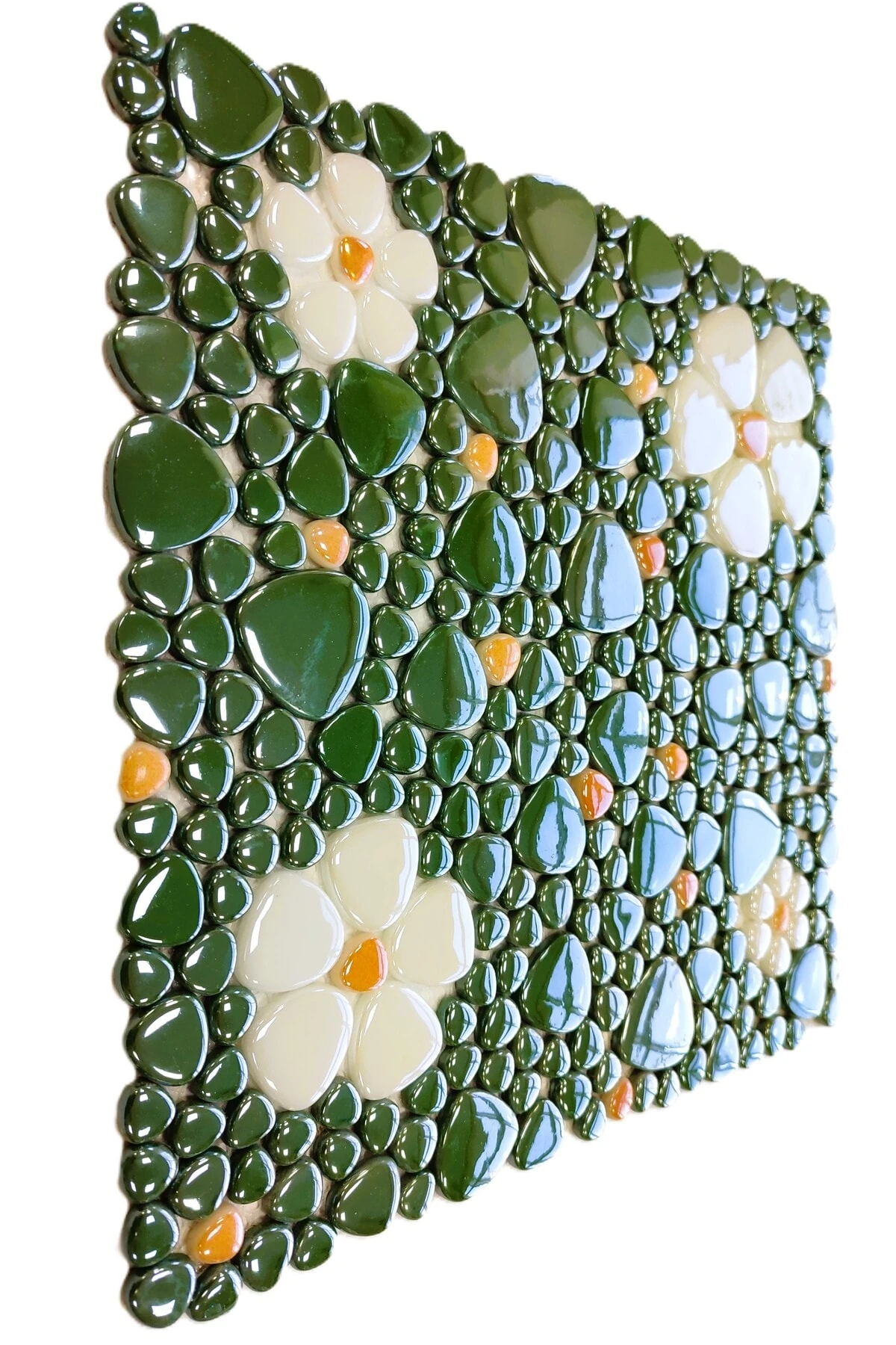 Mutfak, Banyo, Havuz, ve tüm yüzeyler için Çiçek desenli Cam Mozaik (5 File=0.5m2 Fiyatıdır)