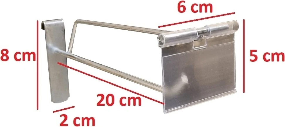 20 cm - 50 Adet Galvaniz Etiketli Tel Pano Kancası Raf Askısı