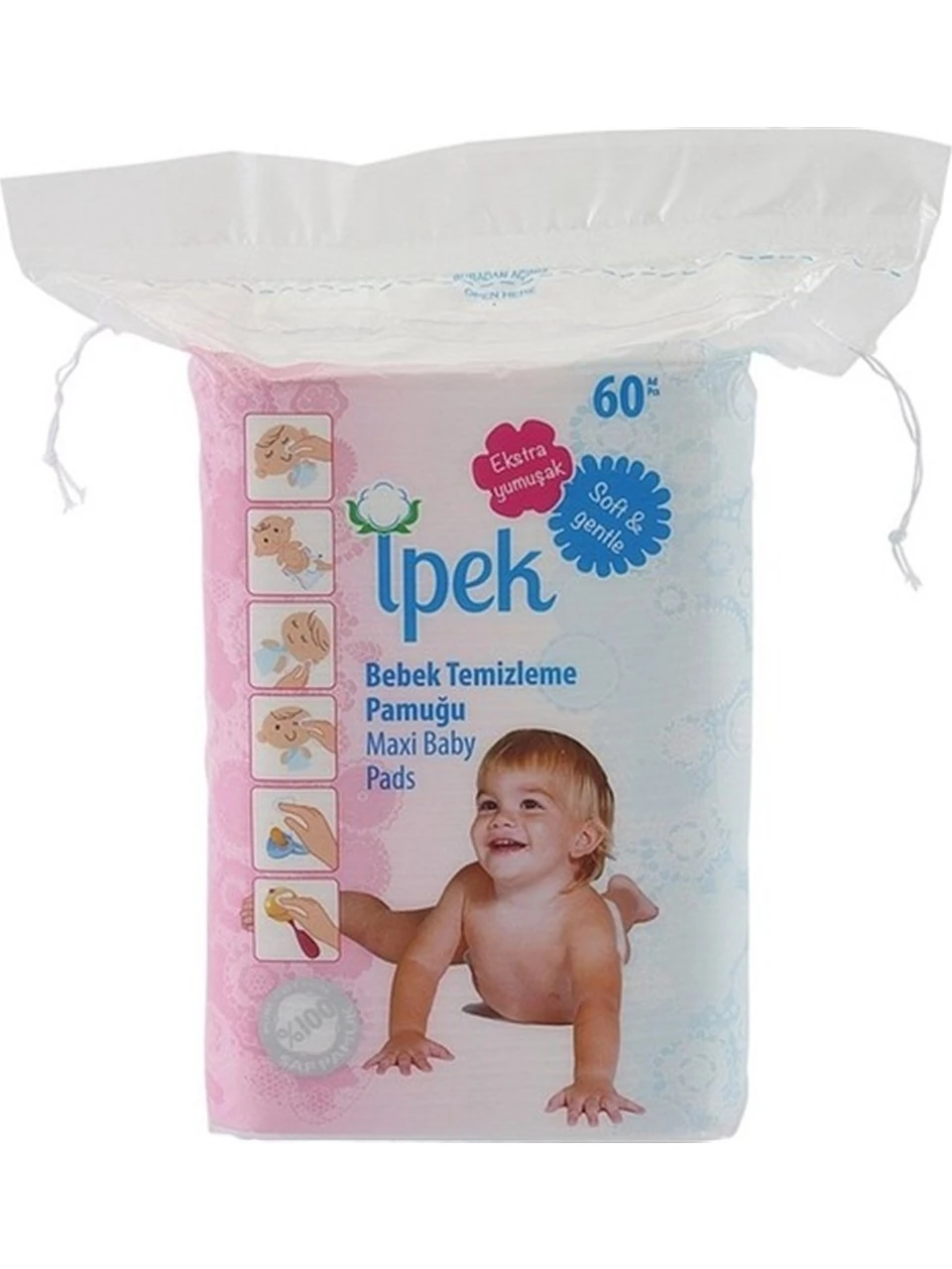 İpek Bebek Temizleme Pamuğu 60lı