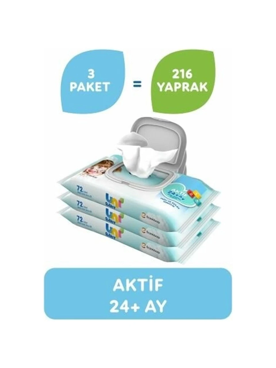 Uni Baby Aktif Bebek 3 lü Islak Mendil 24+ Ay 3x52 Adet
