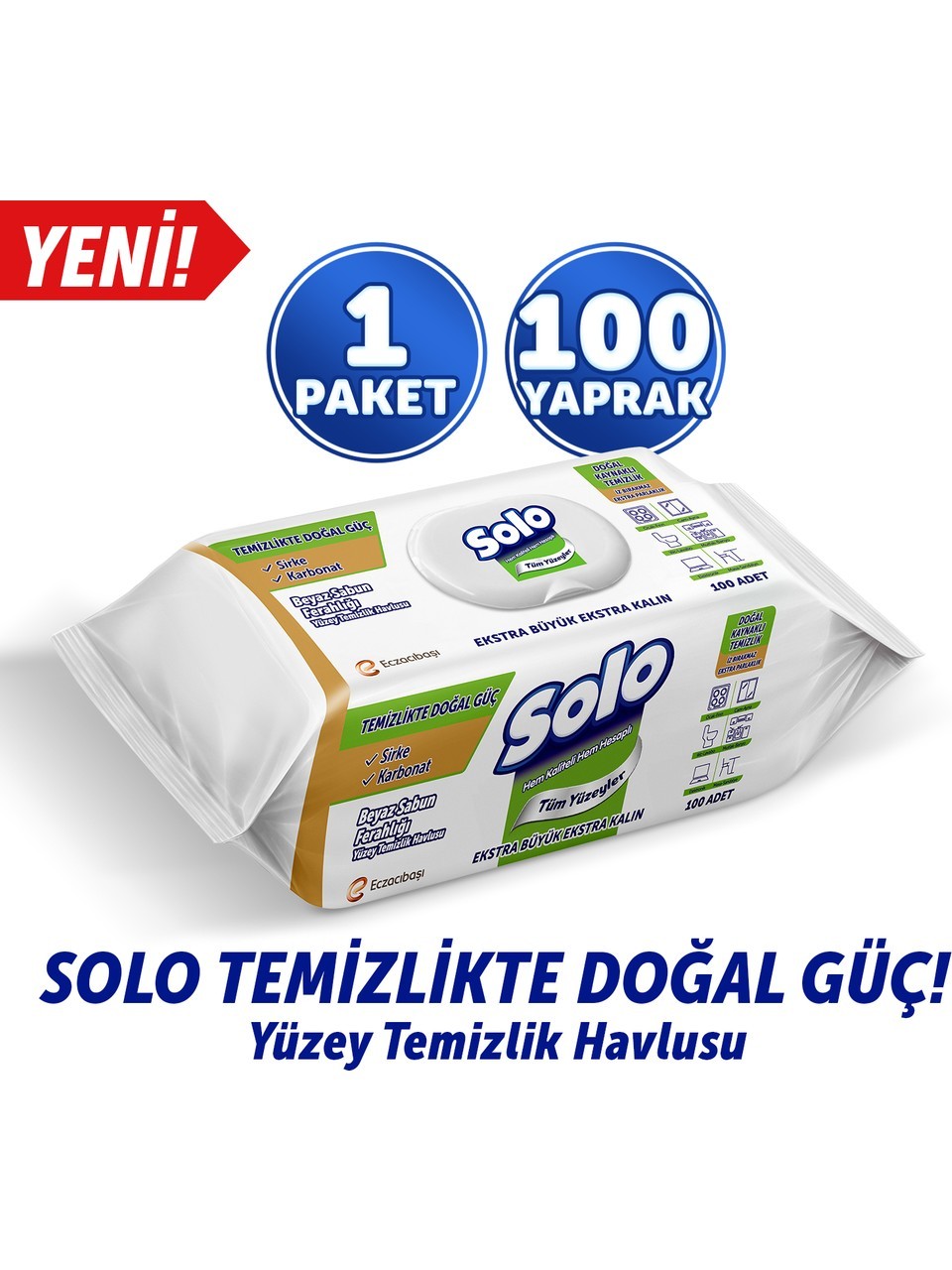 Solo Temizlikte Doğal Güç Beyaz Sabun Ferahlığı Yüzey Temizlik Havlusu 100 Yaprak