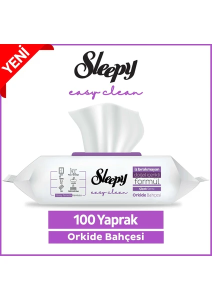 Sleepy Easy Clean Orkide Bahçesi Islak Yüzey Temizlik Havlusu & Mendili 100 Yaprak