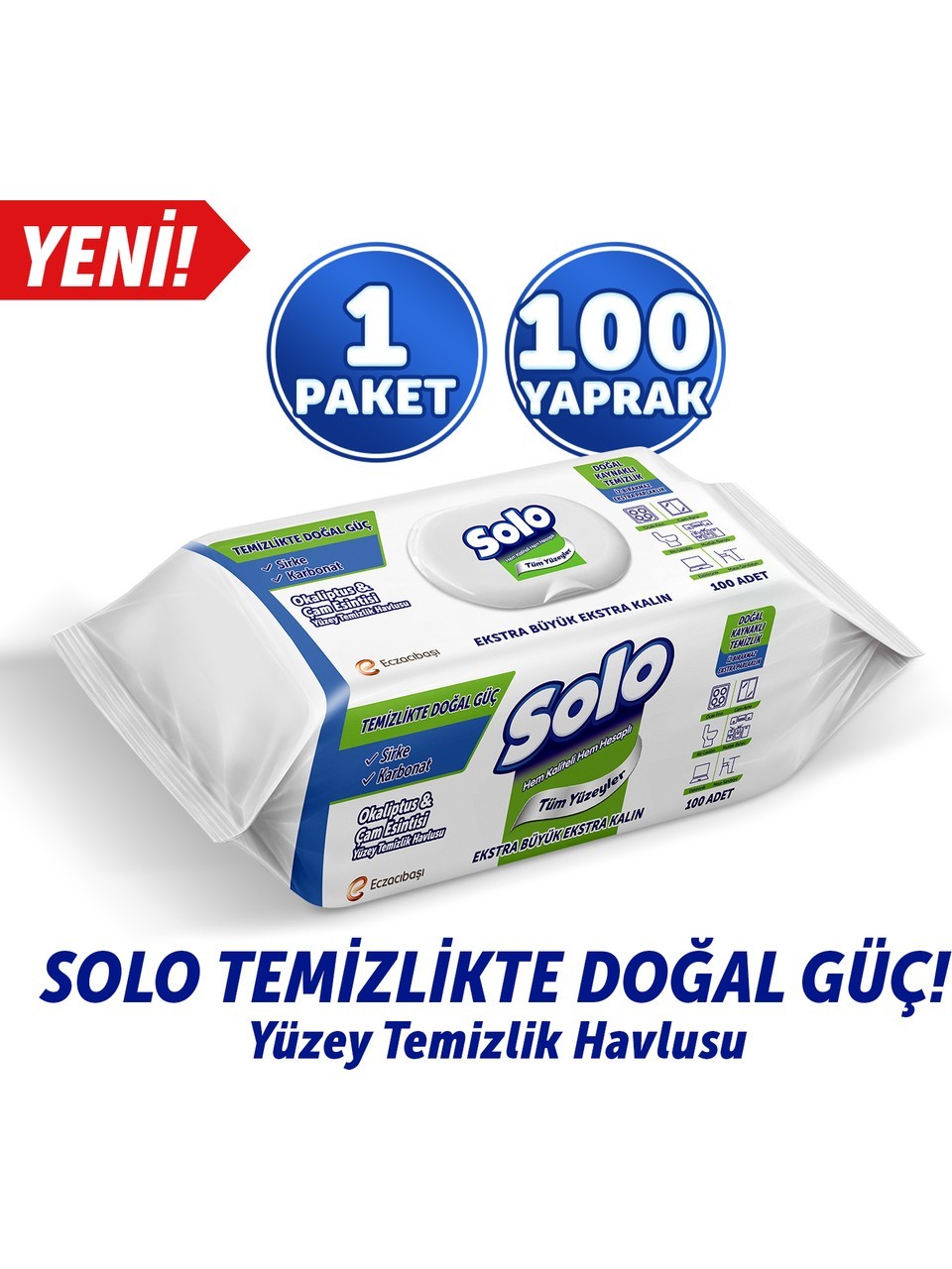 Solo Temizlikte Doğal Güç Okaliptus&Çam Esintisi Yüzey Temizlik Havlusu 100 Yaprak