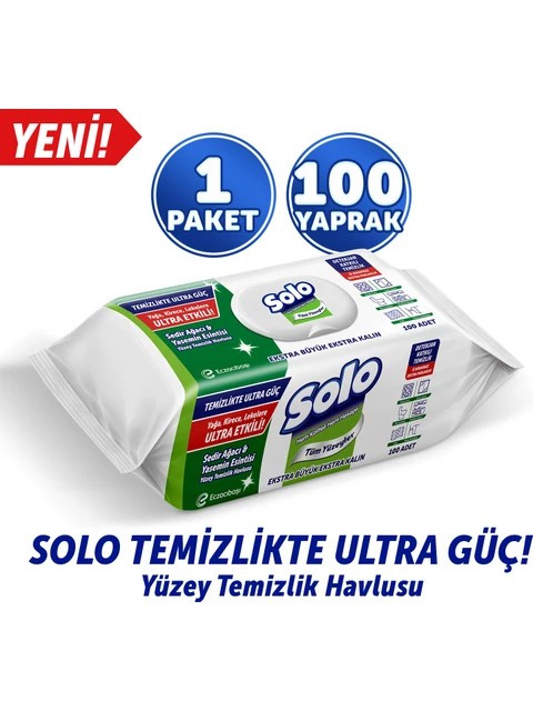 Solo Temizlikte Ultra Güç Sedir Ağacı&Yasemin Esintisi Yüzey Temizlik Havlusu 100 Yaprak