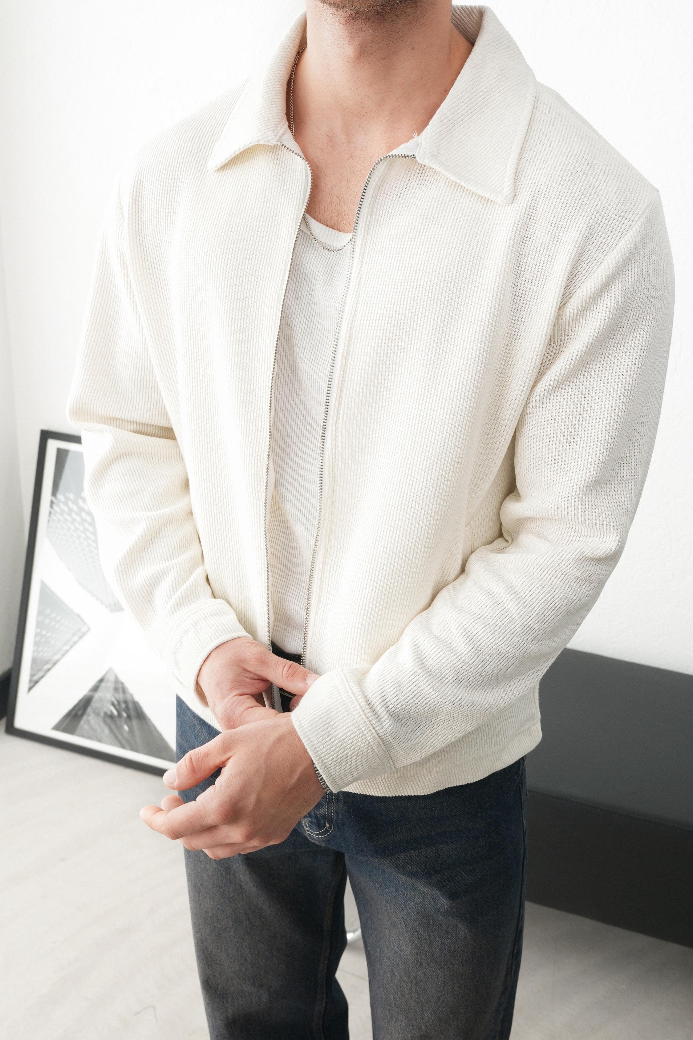 Triko Ceket FW259001 - Beyaz