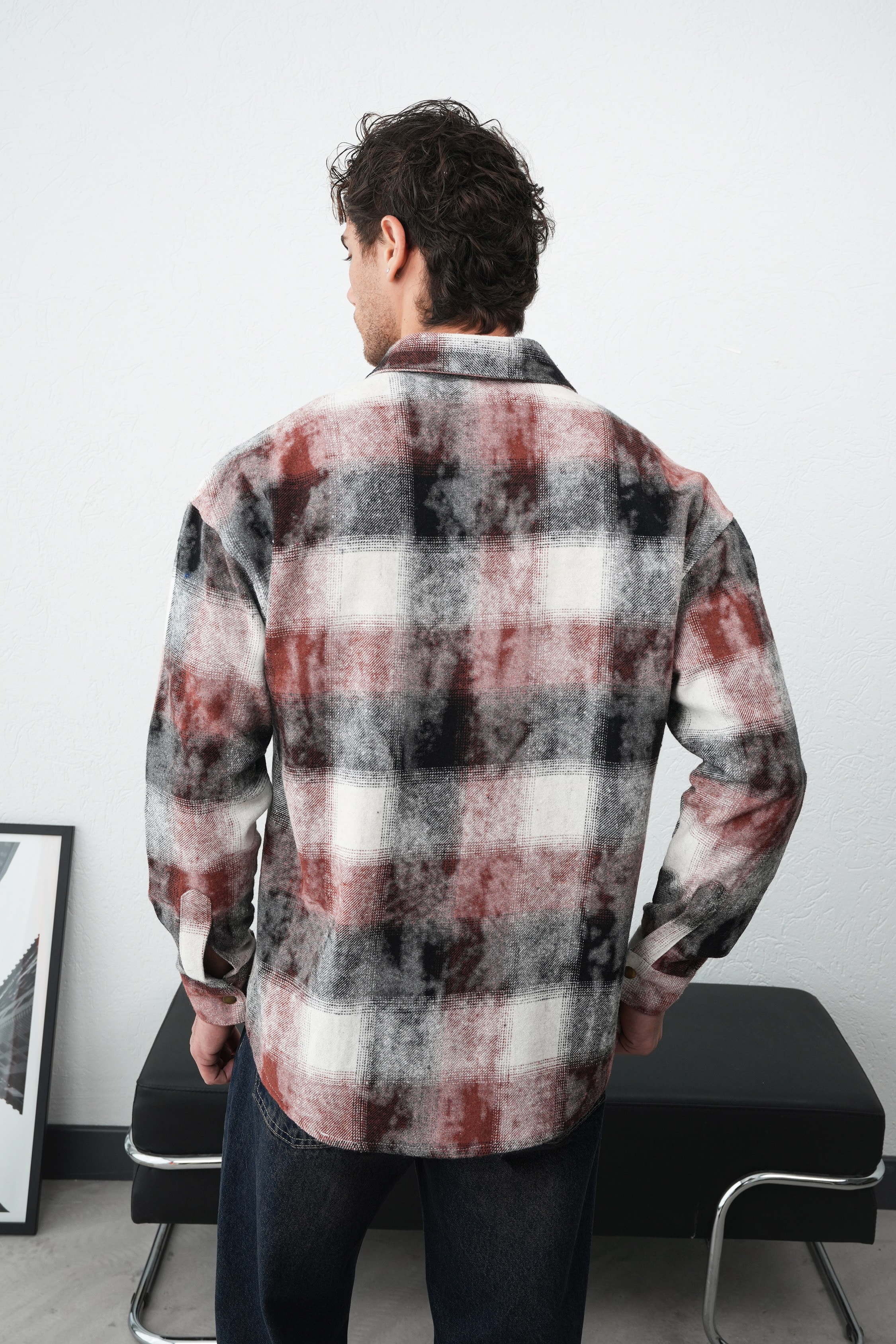 Oduncu Gömlek Kareli Desenli Oversize Fit FW255000 - Kırmızı