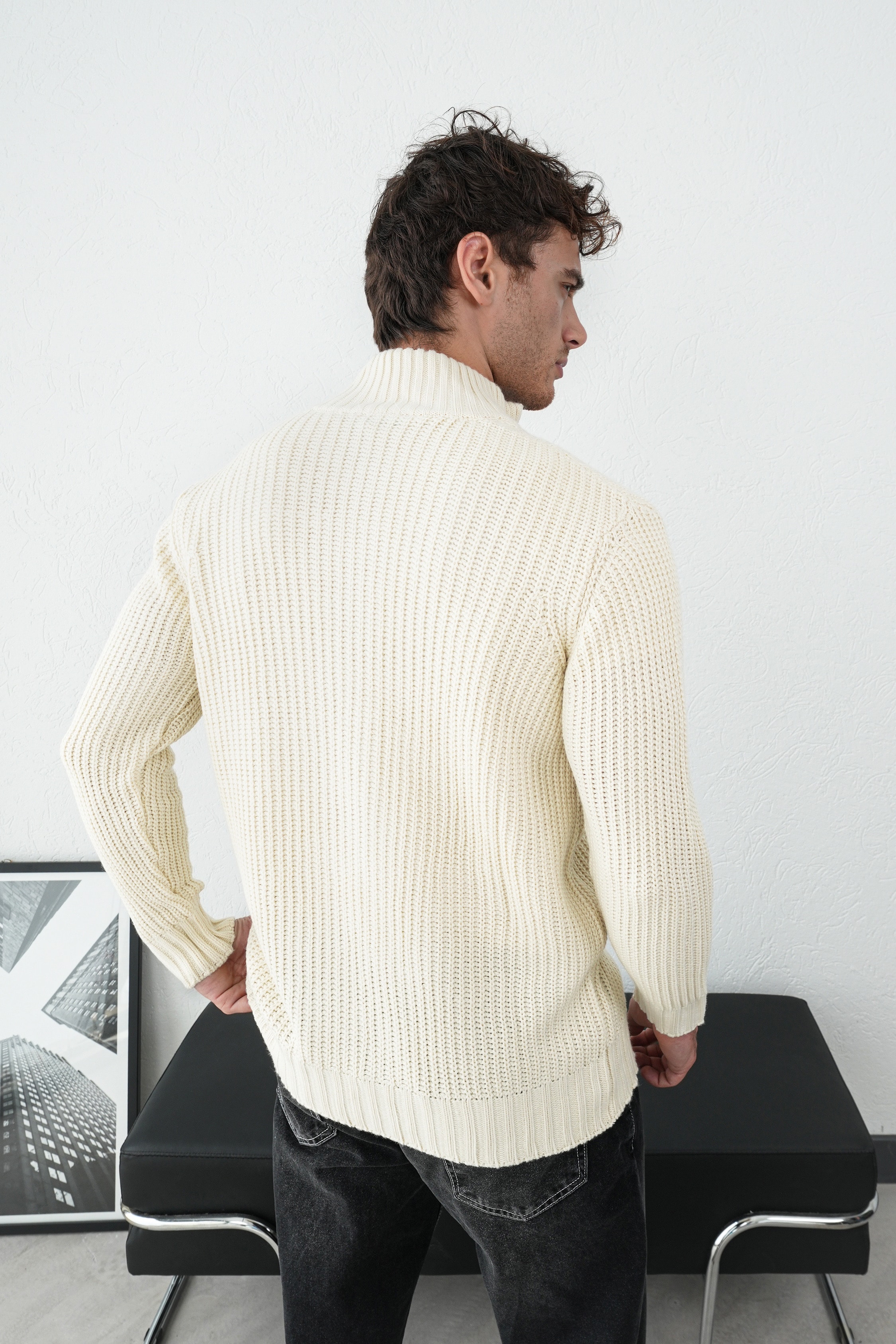 Kalın Dokulu Fitilli Hırka FW259002 - Vanilya