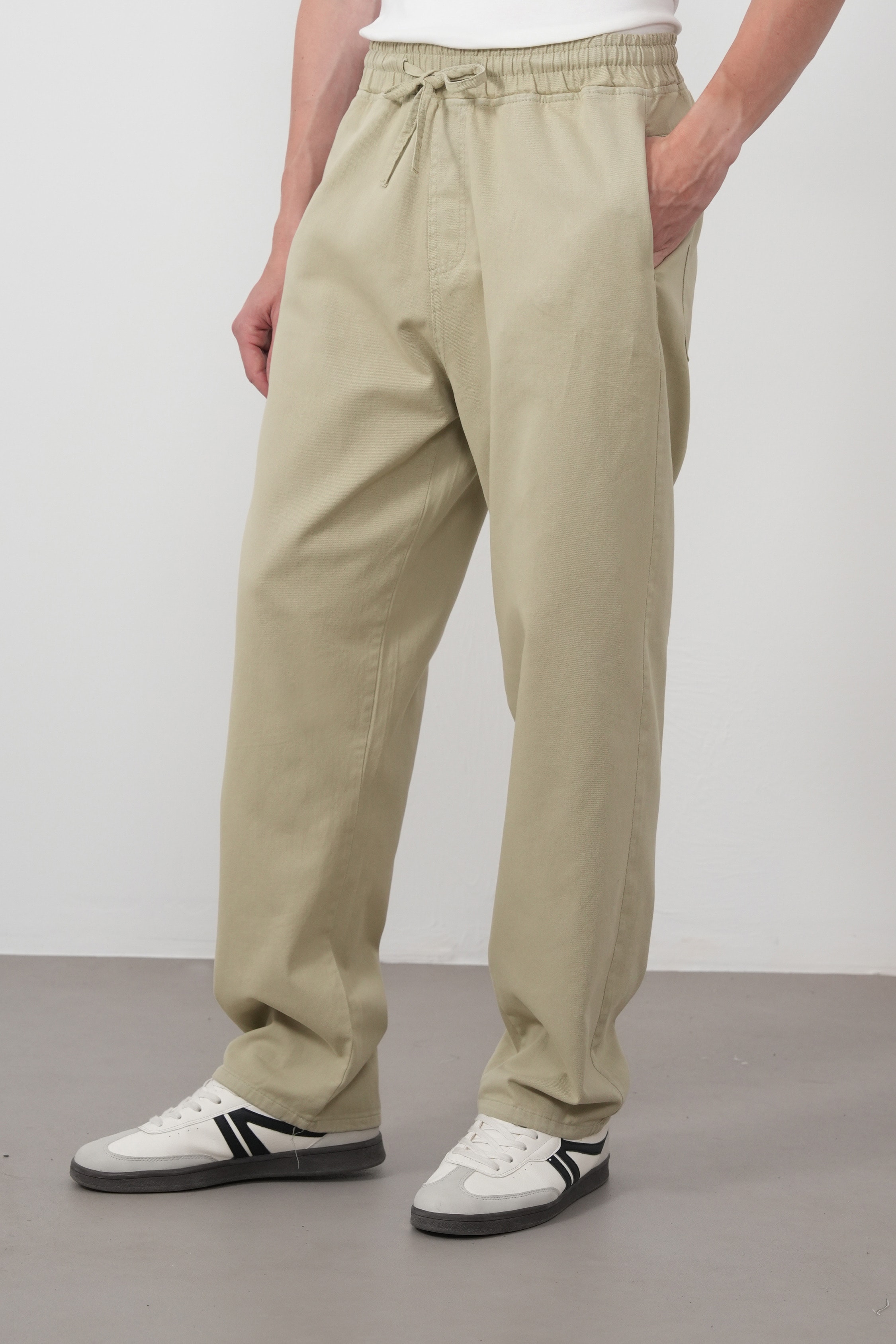 Bağcıklı Rahat Fit Denim Pantolon FW256001 - Çağla