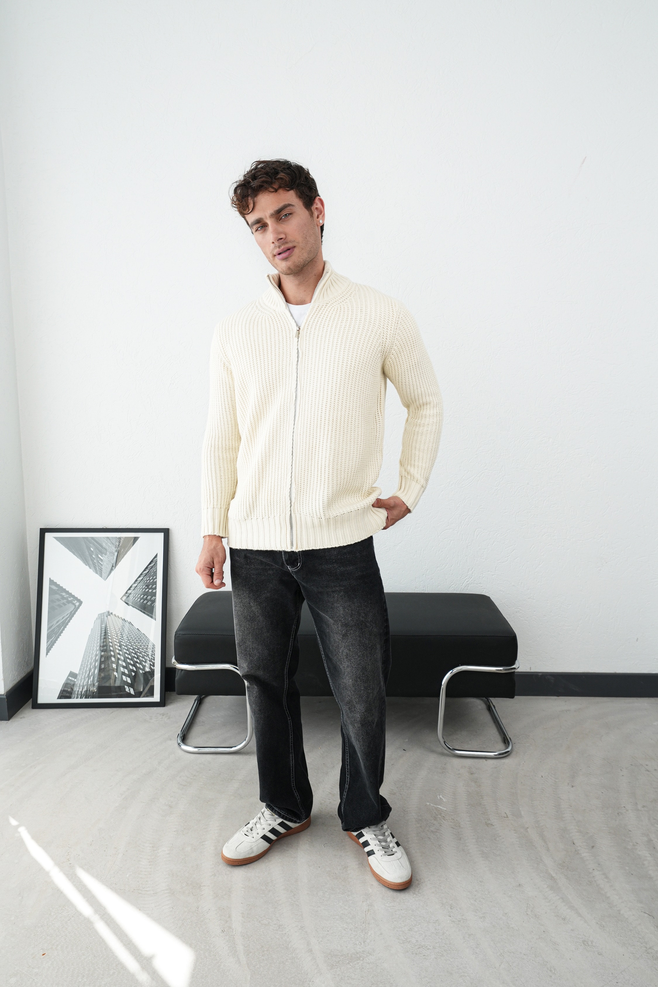 Kalın Dokulu Fitilli Hırka FW259002 - Vanilya