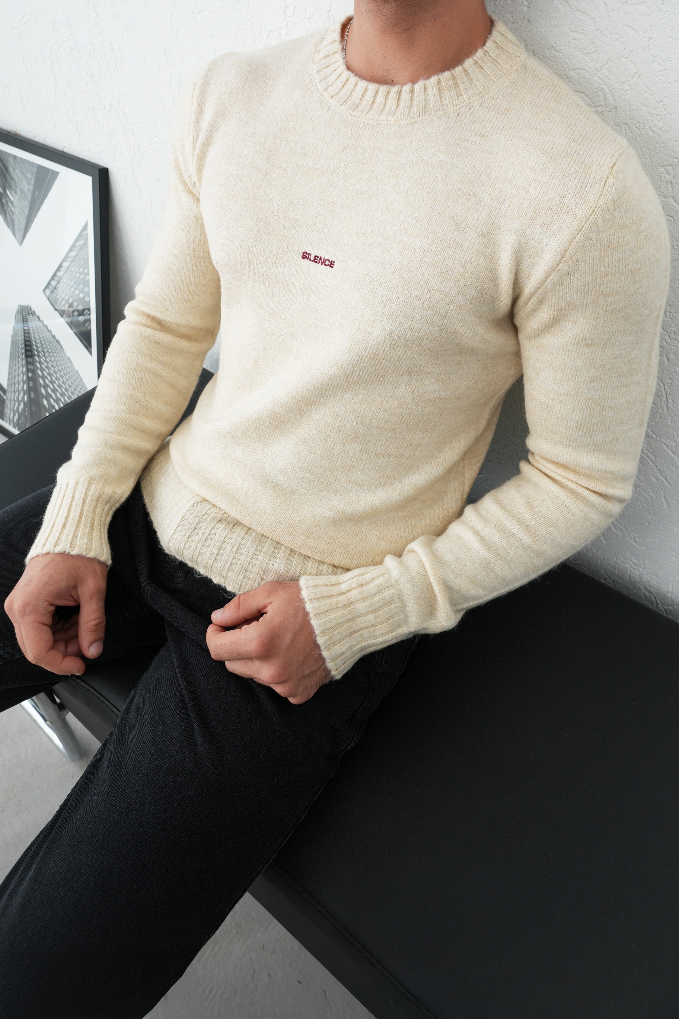 Basic Ribanalı Triko Kazak FW254007 - Vanilya