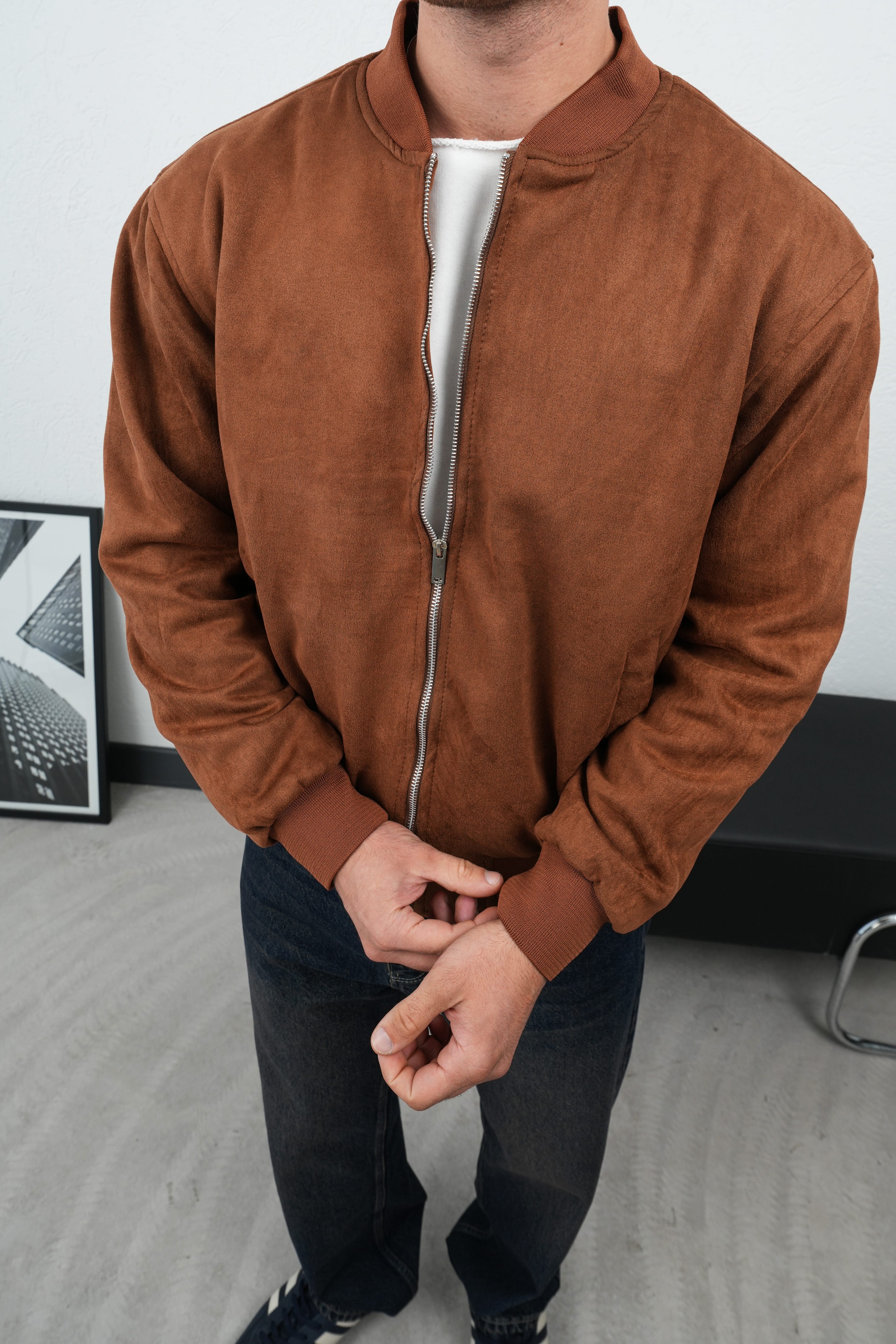Süet Bomber Ceket Taba FW259000