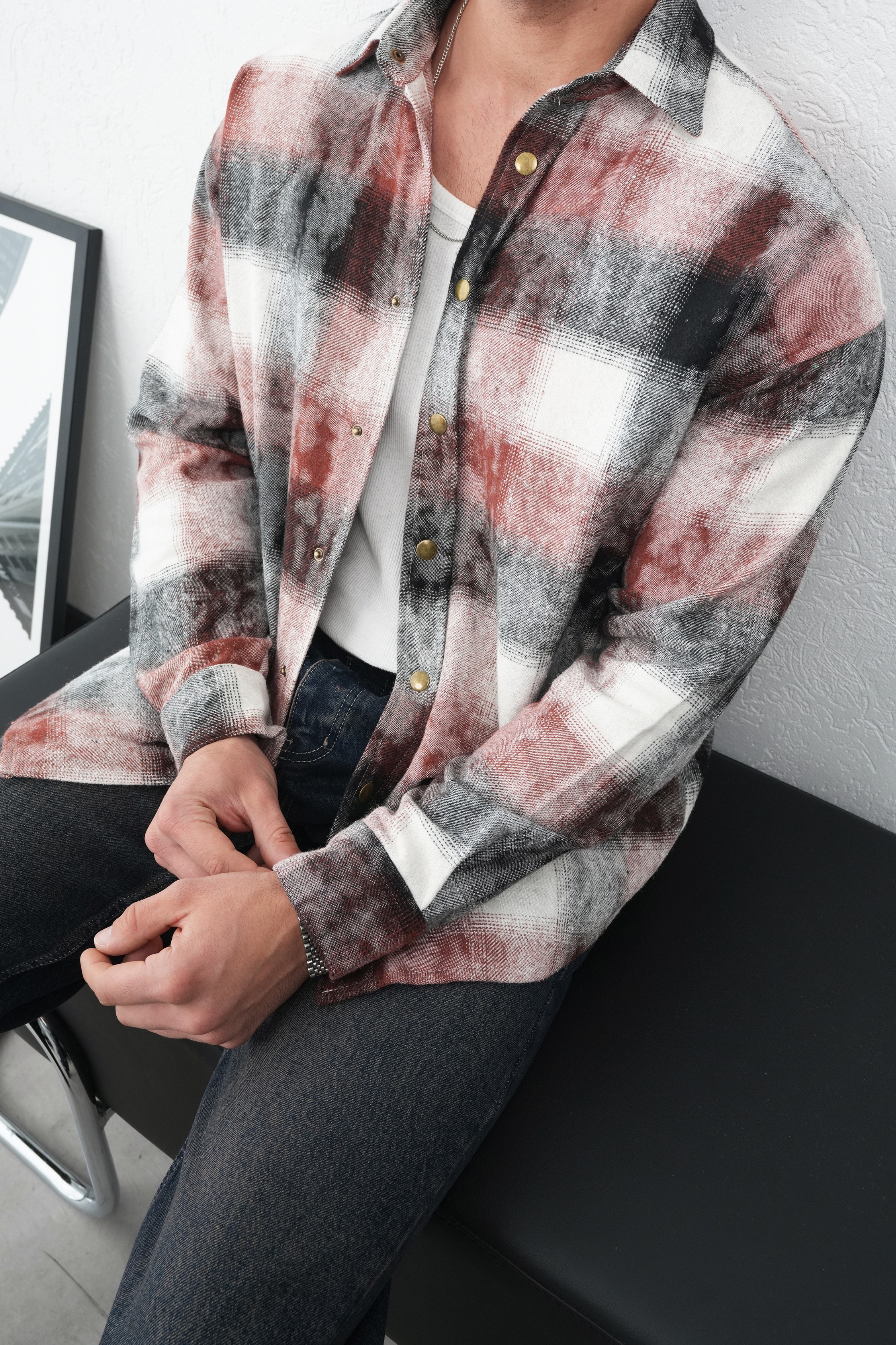 Oduncu Gömlek Kareli Desenli Oversize Fit FW255000 - Kırmızı