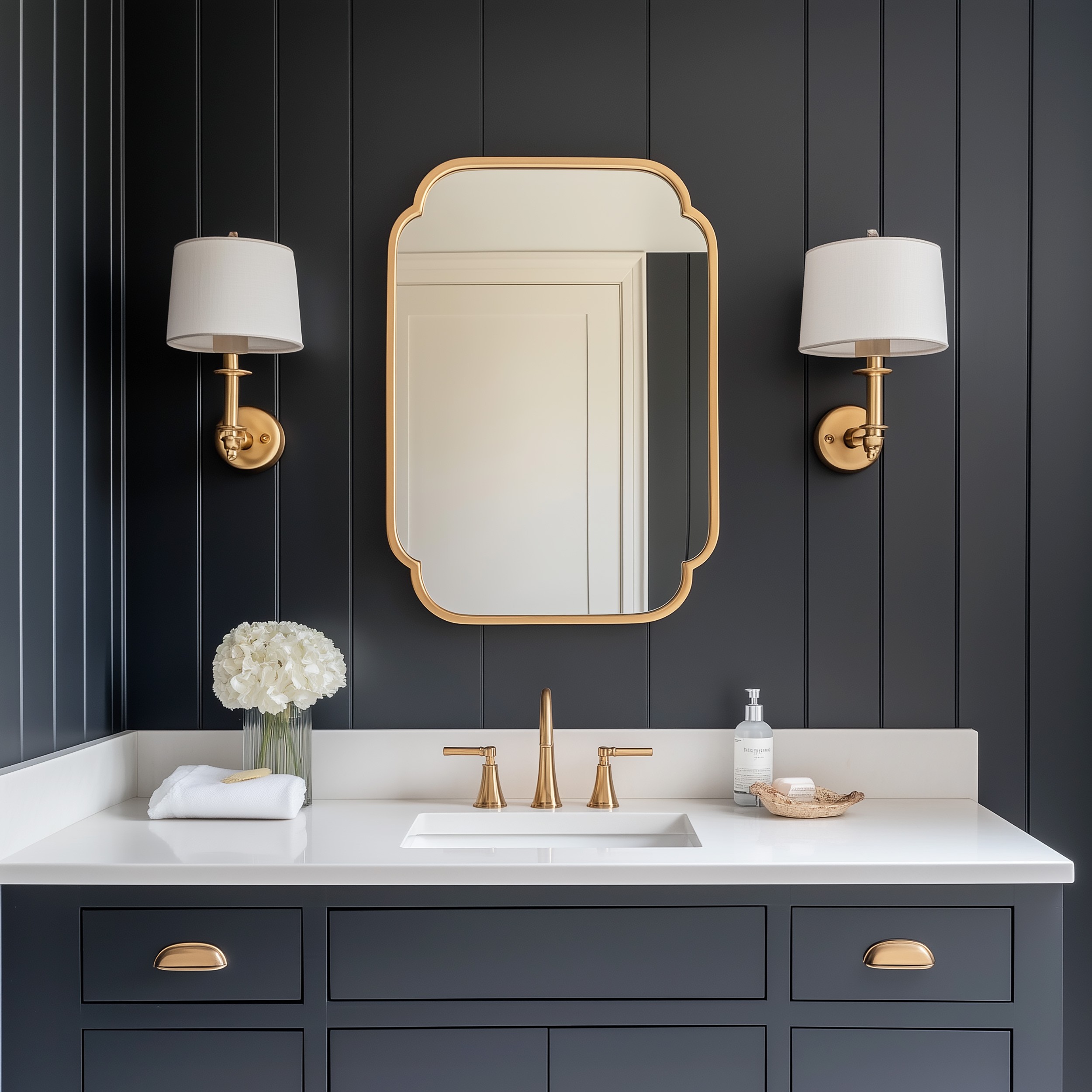 'Laliva' Gold Çerçeveli Dekoratif Duvar Aynası - Banyo Aynası