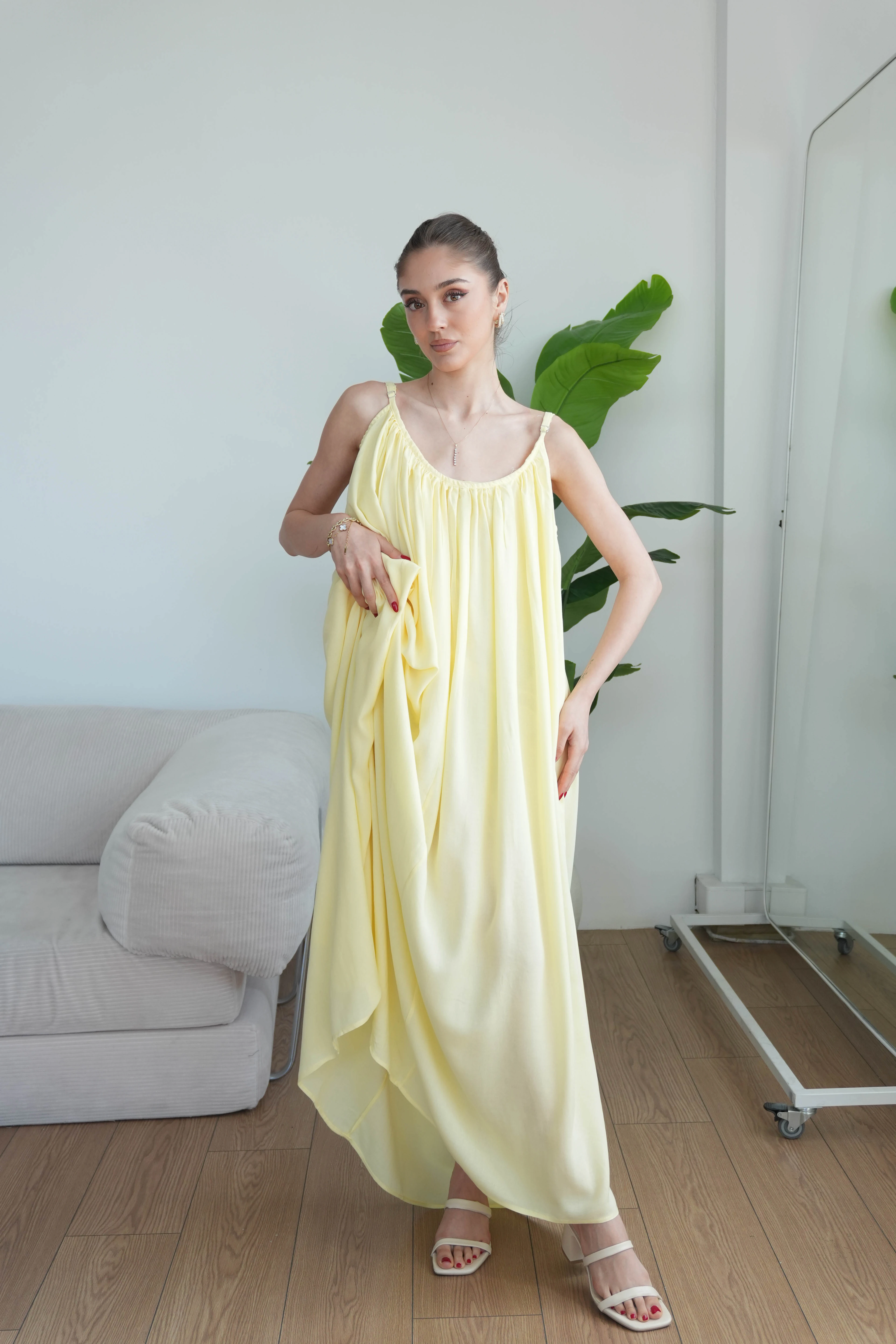Virella Askılı Elbise  - Sarı