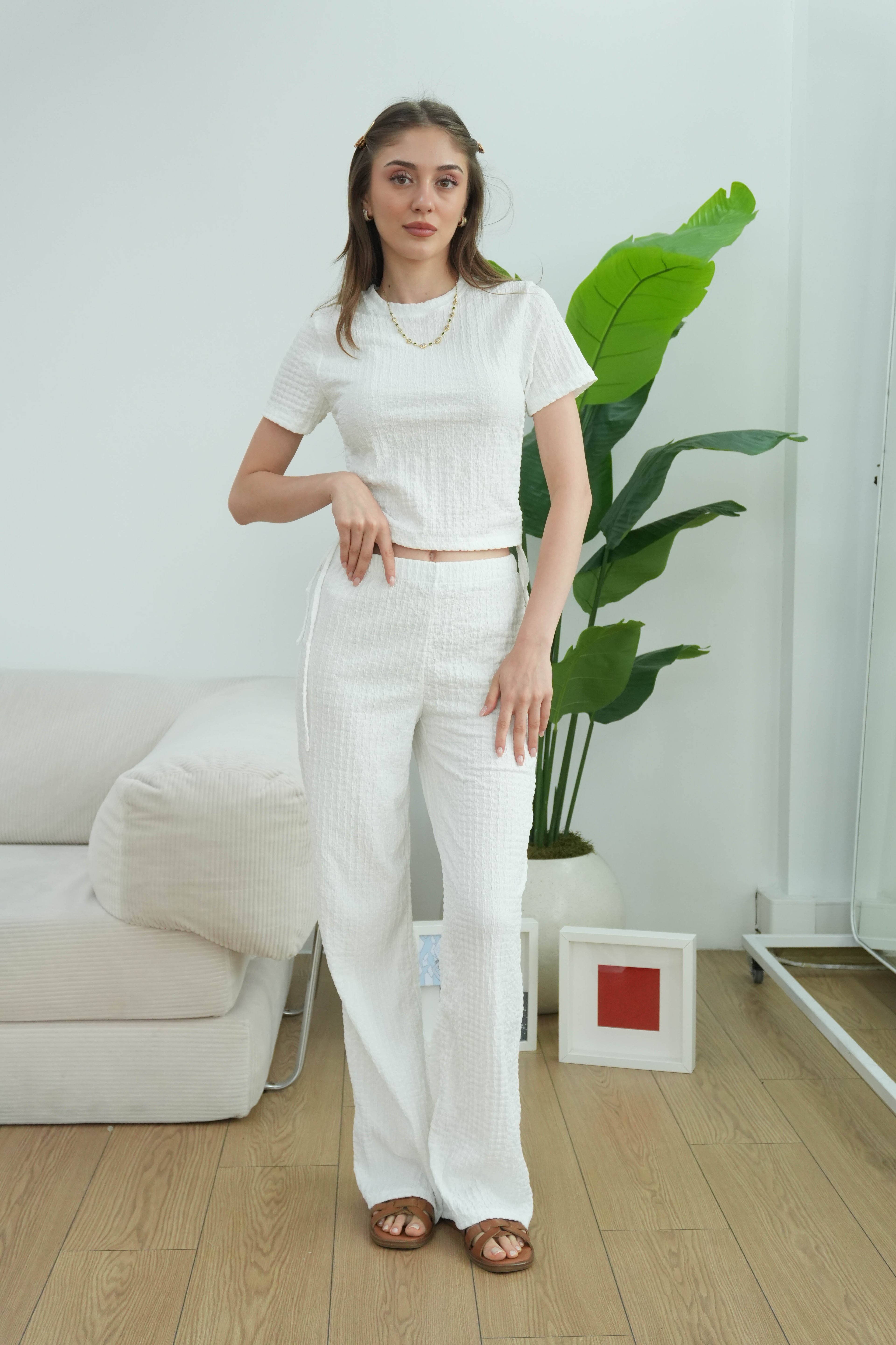 Elsa Gofre Basic Takım  - Beyaz