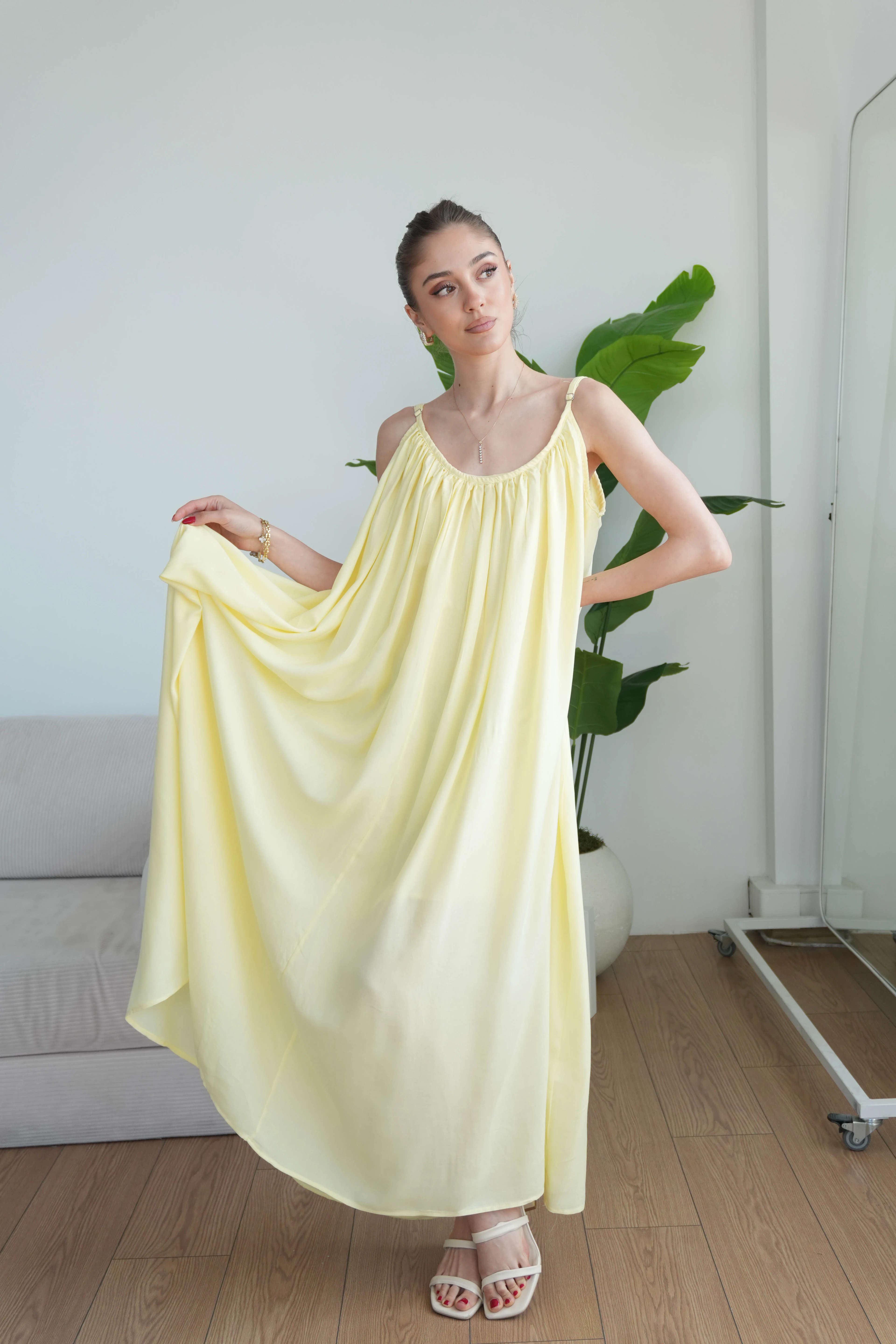 Virella Askılı Elbise  - Sarı
