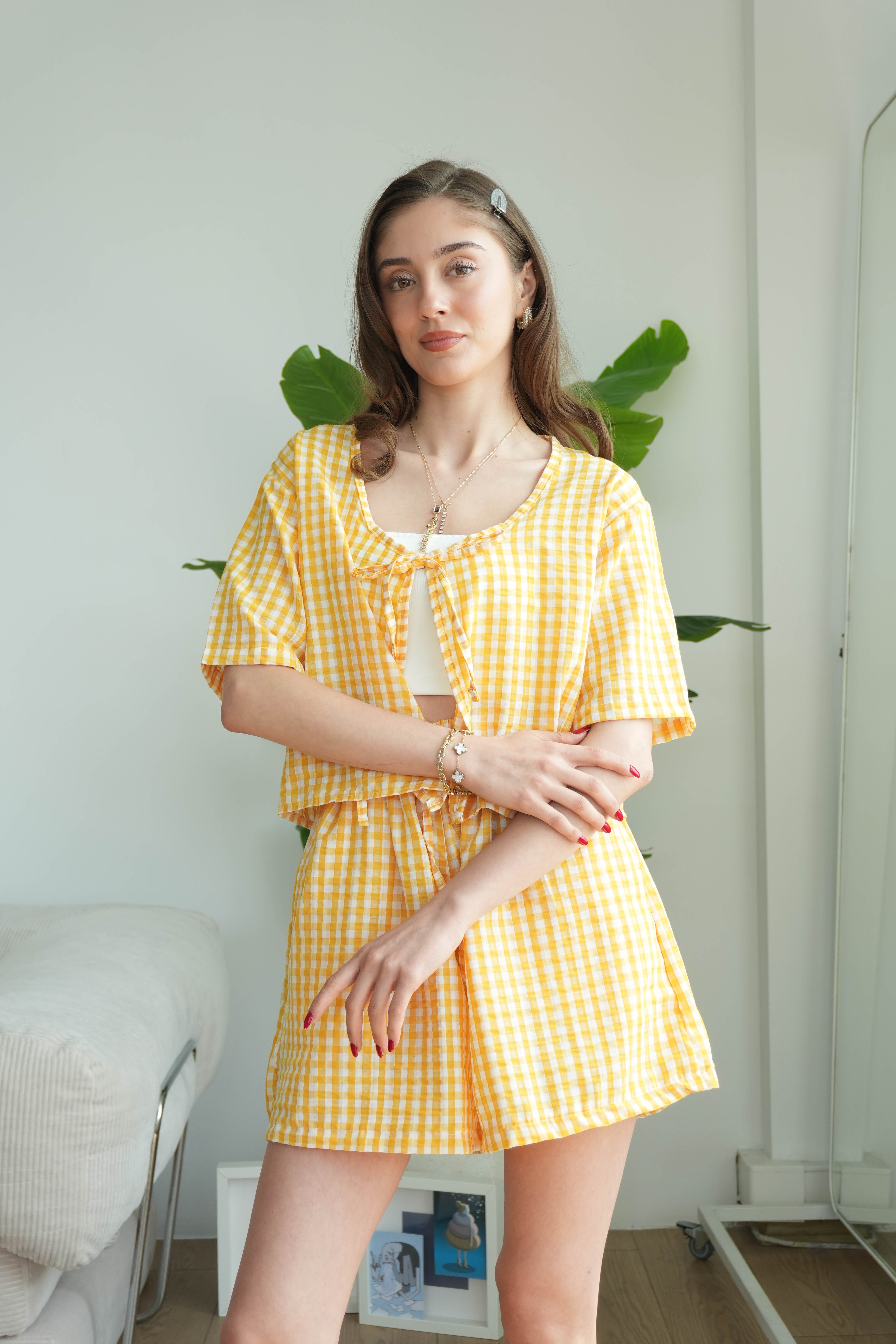 Flora Pötikare Şort Takım - Sarı