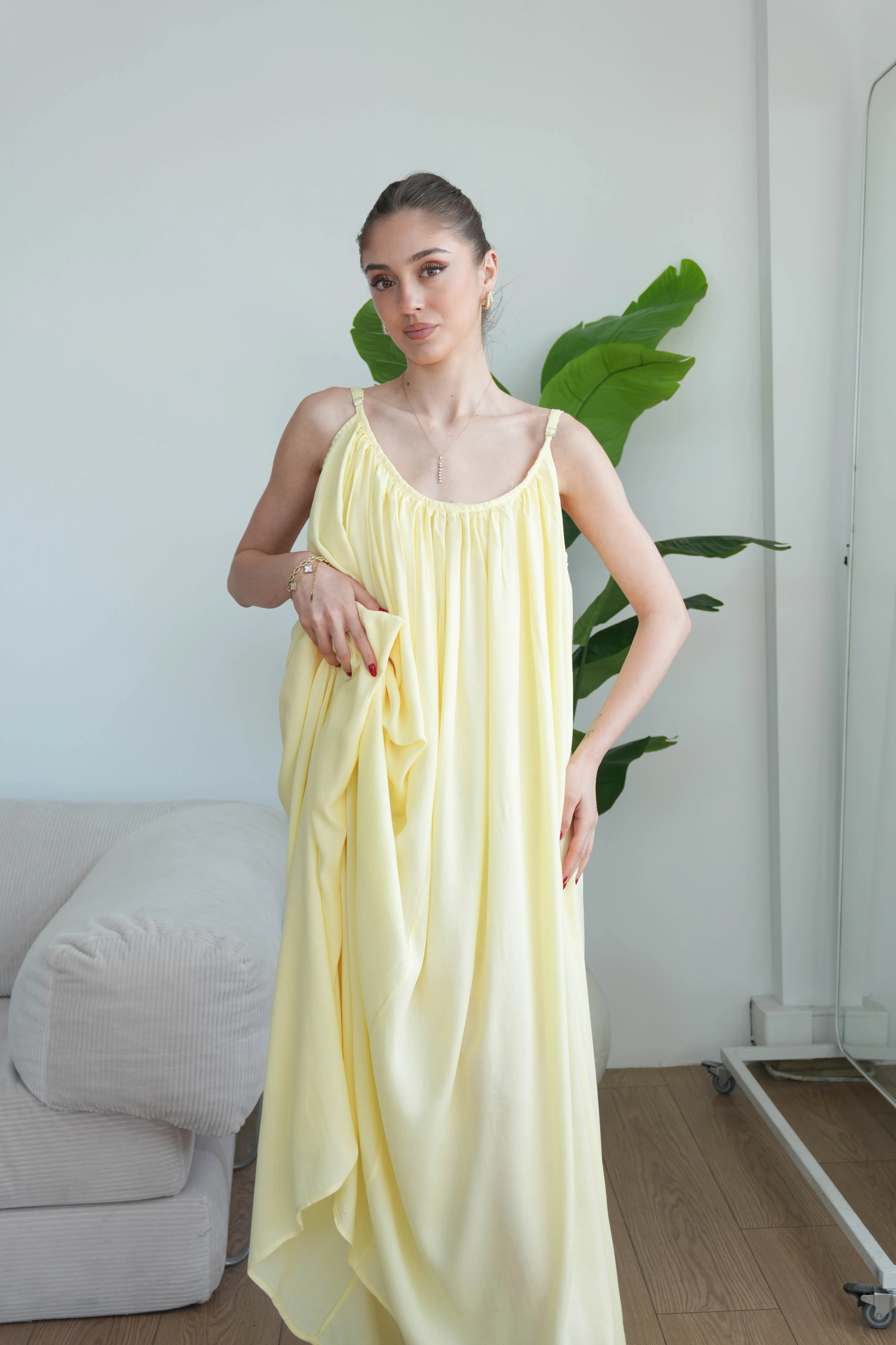 Virella Askılı Elbise  - Sarı