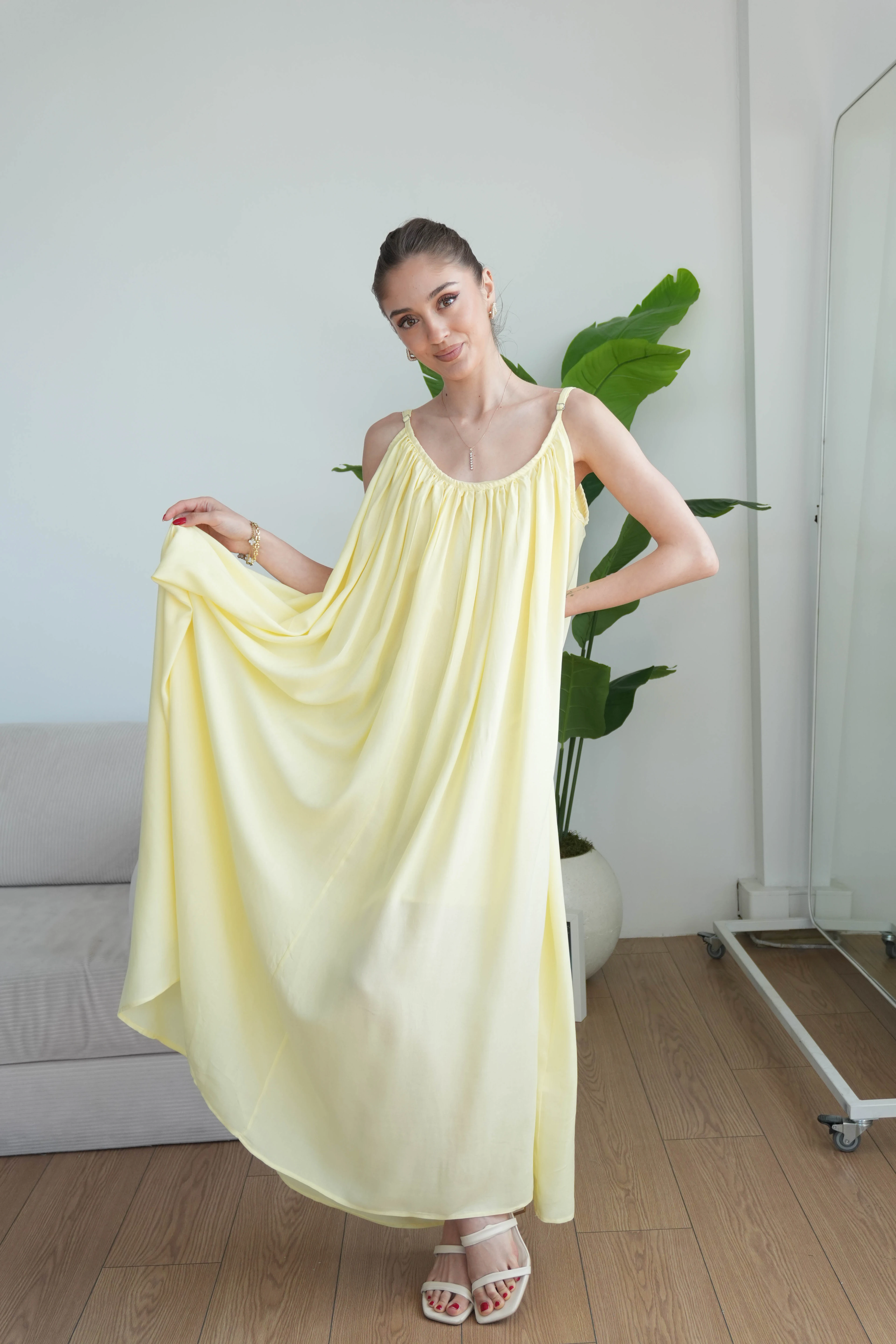 Virella Askılı Elbise  - Sarı