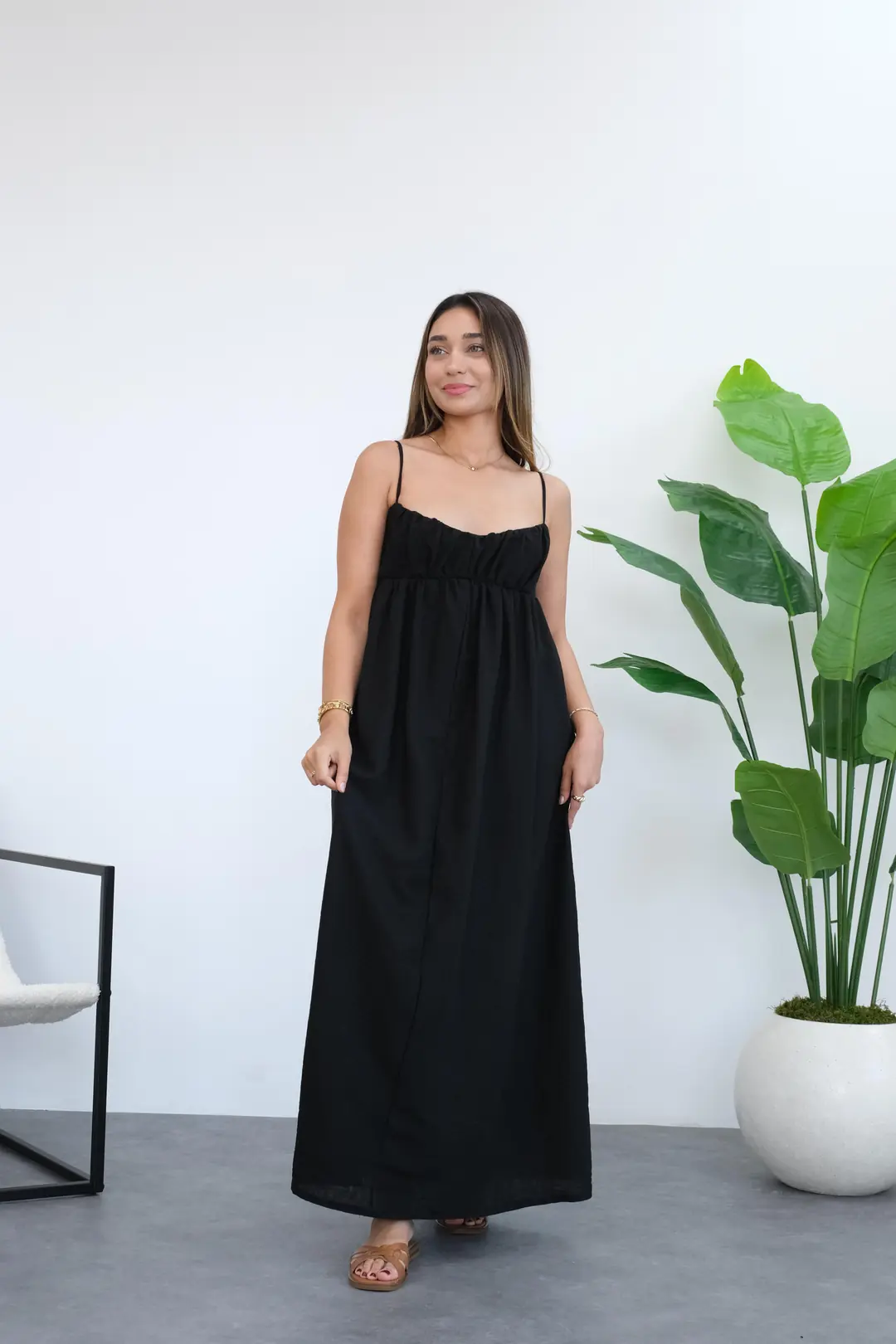 Askılı Lotus Maxi Elbise