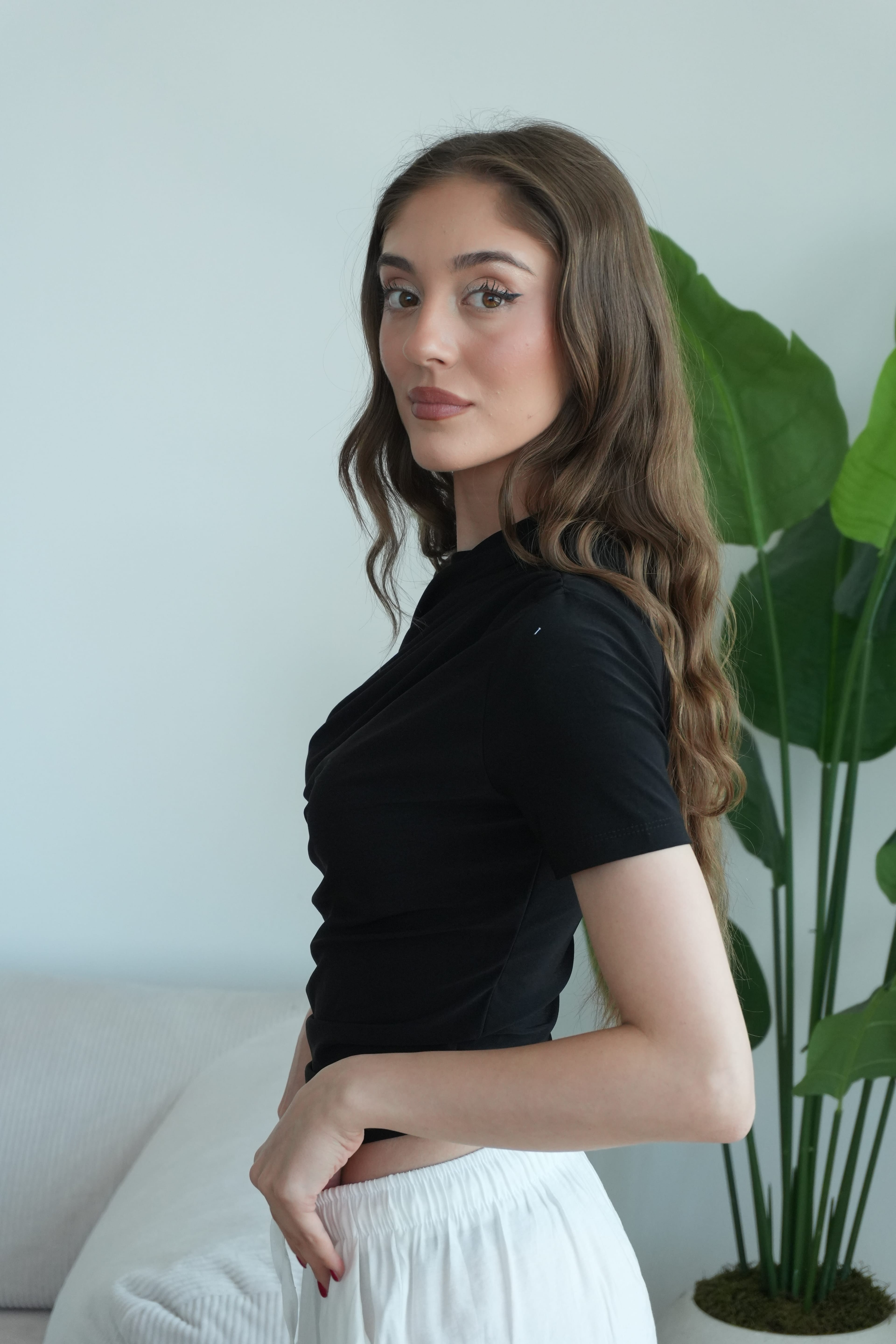 Vanessa Büzgü Detaylı Bluz - Siyah