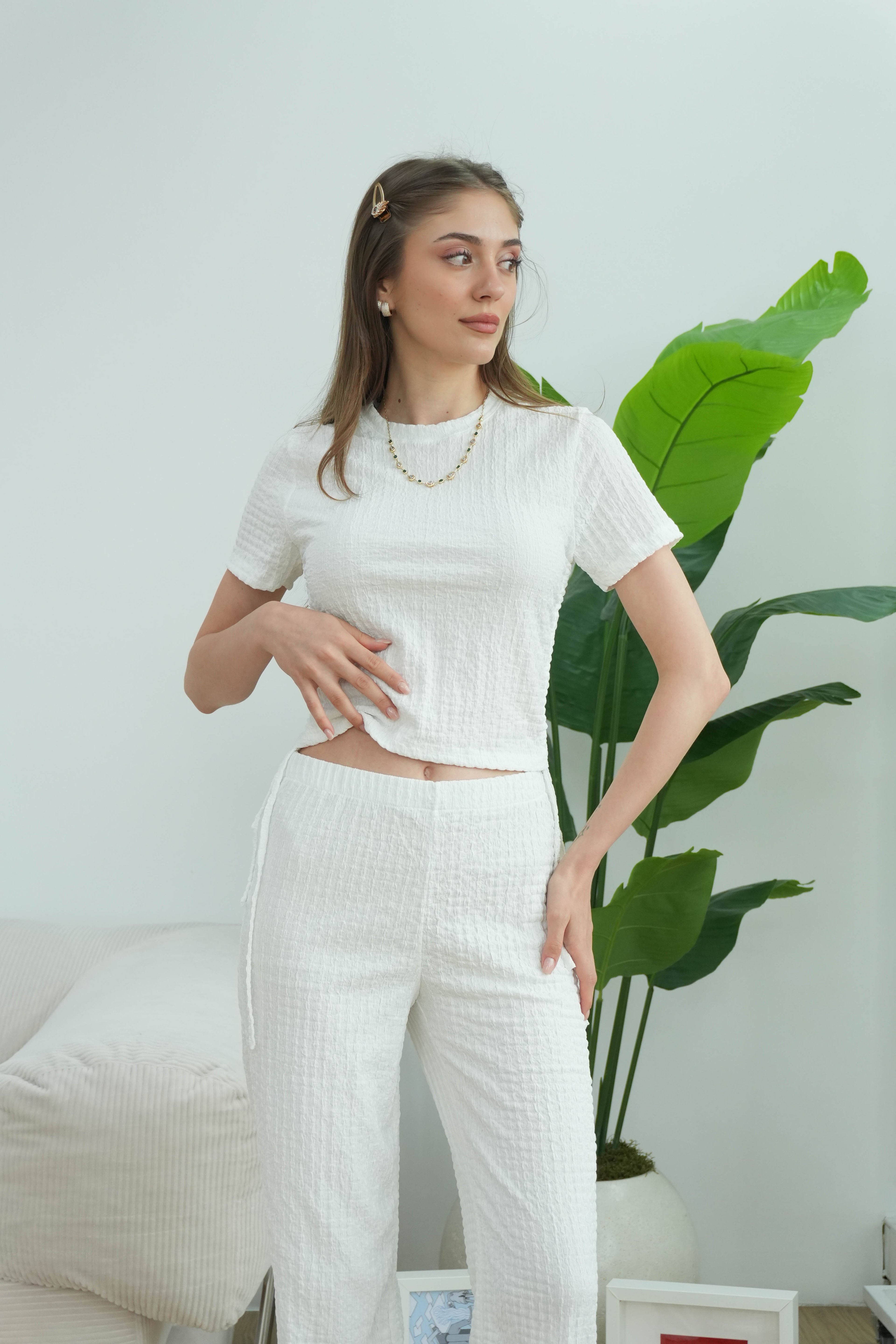 Elsa Gofre Basic Takım  - Beyaz