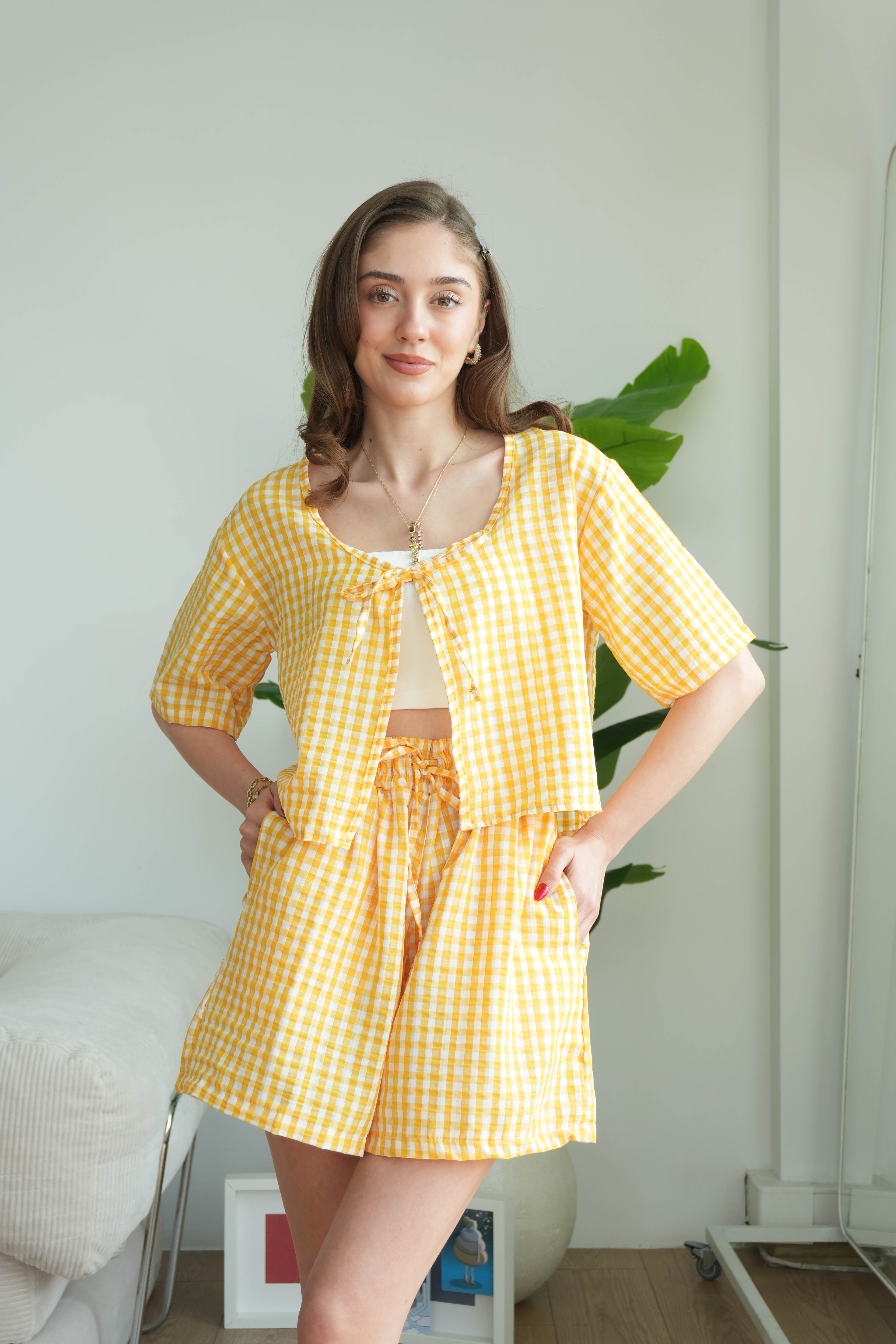 Flora Pötikare Şort Takım - Sarı