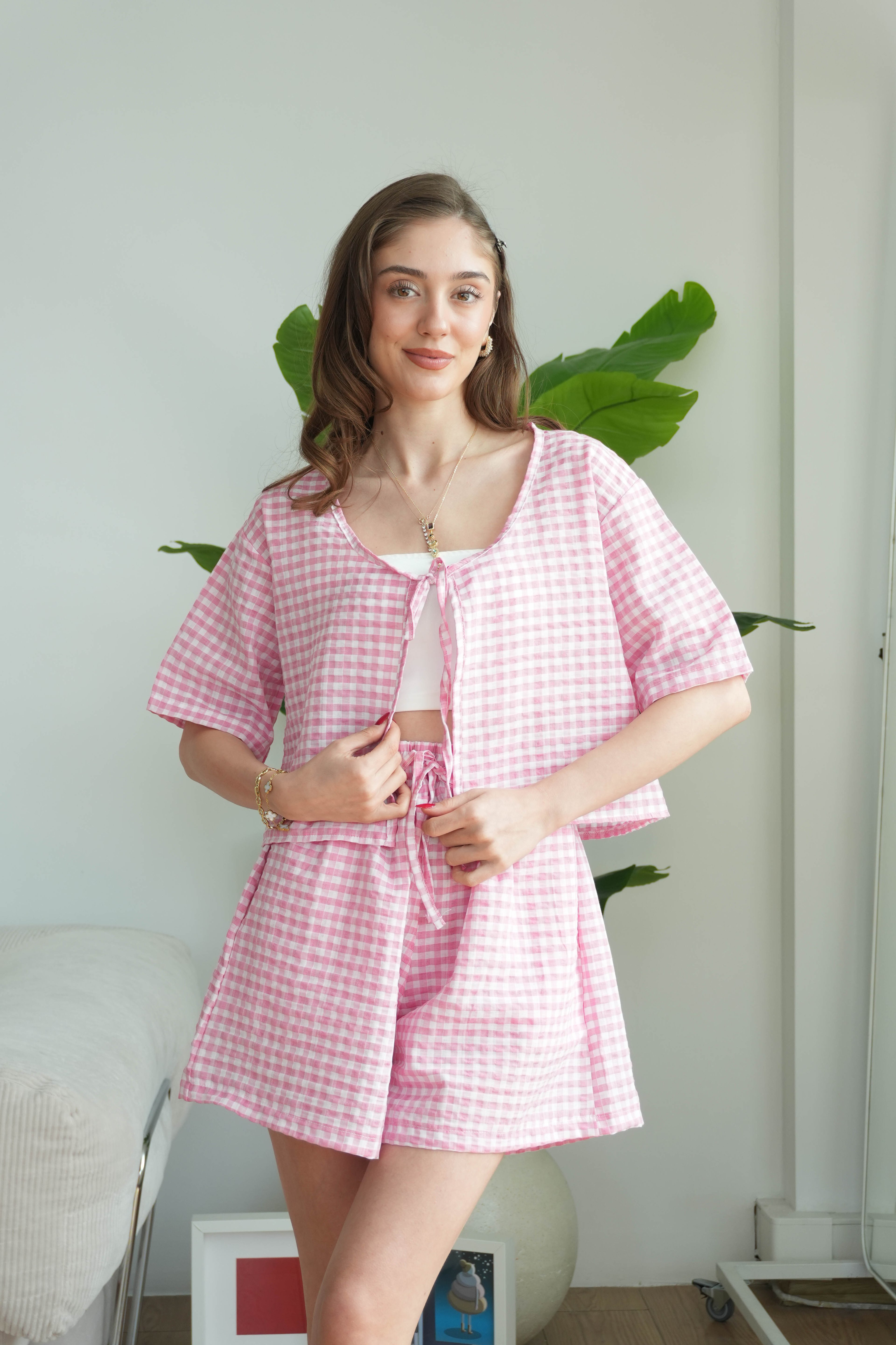Flora Pötikare Şort Takım - Pembe