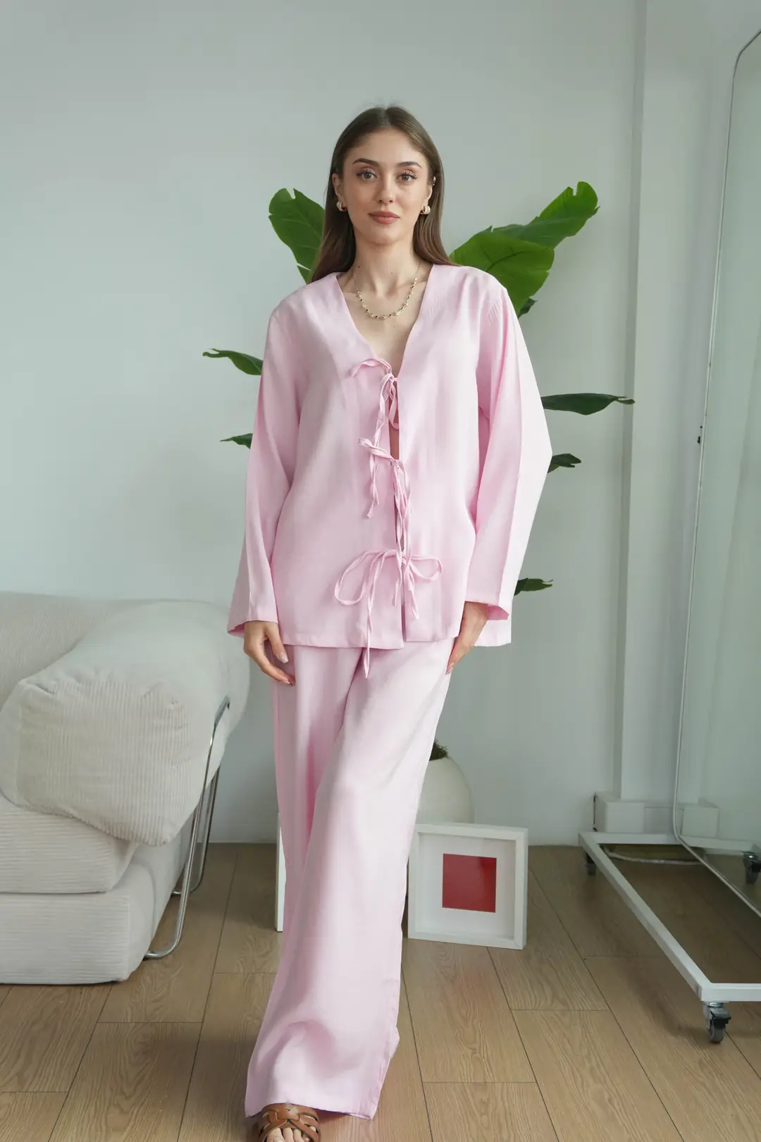 Lady Önü Bağcıklı Kimonolu Tensel Takım