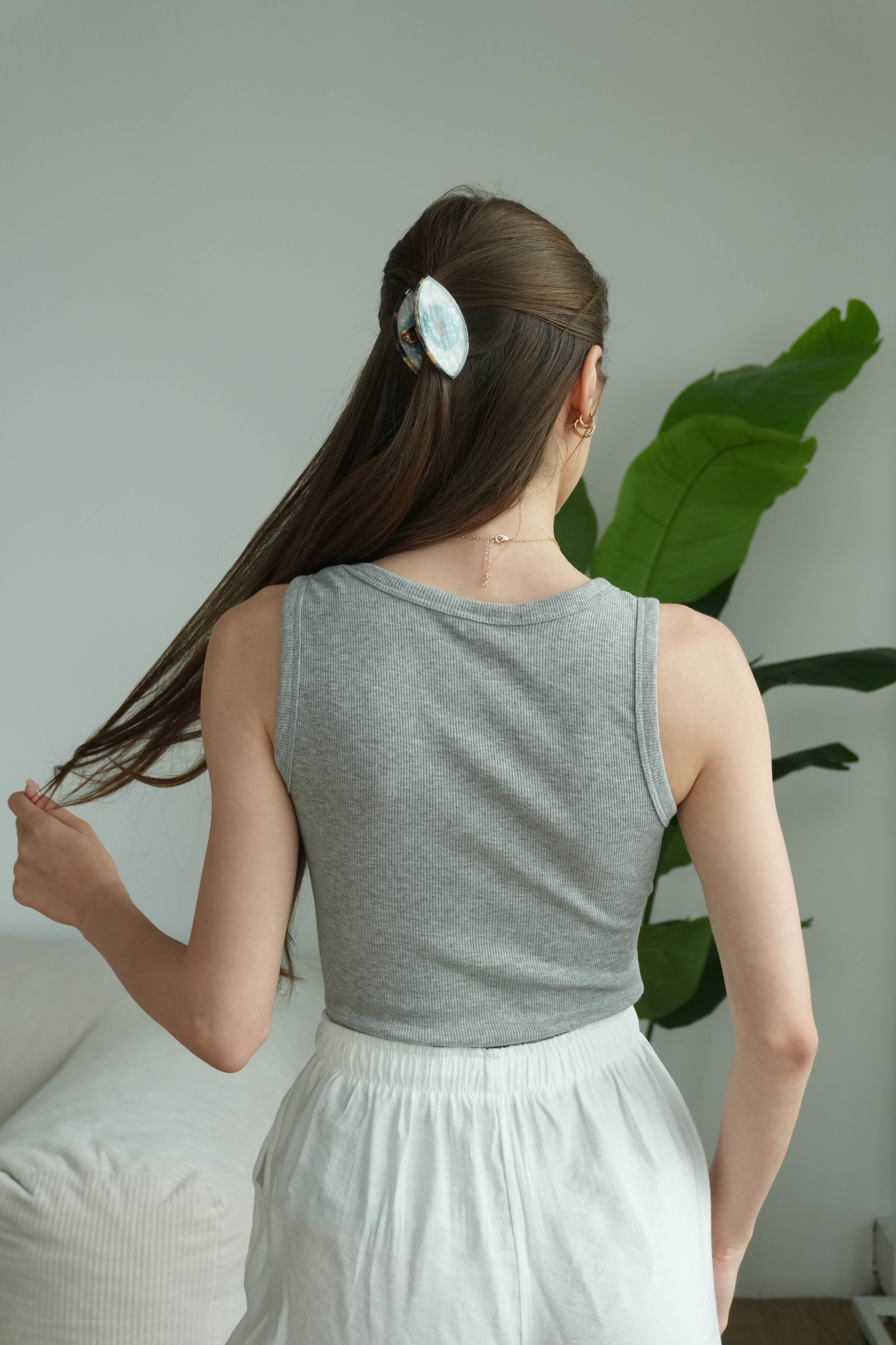 Sienna Kare Yaka Askılı Atlet - Açık Gri