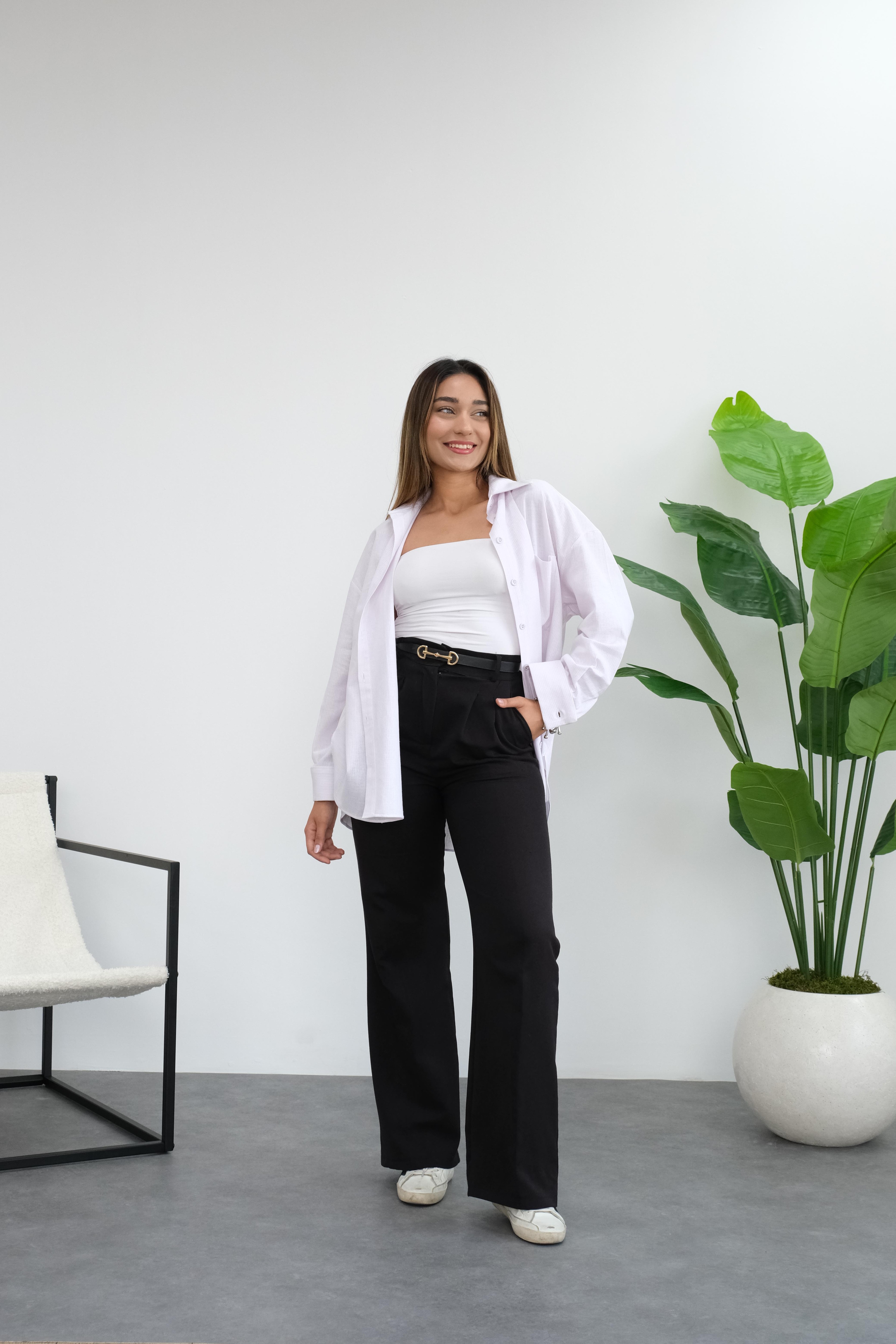 Çizgili Oversize Gömlek