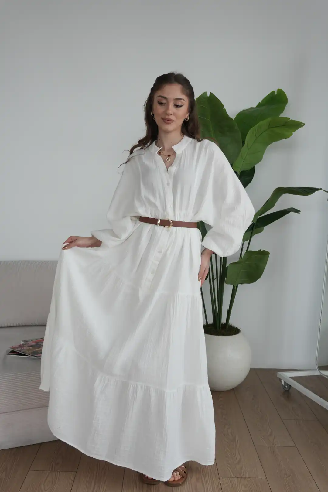 Müslin Oversize Uzun Elbise · 2