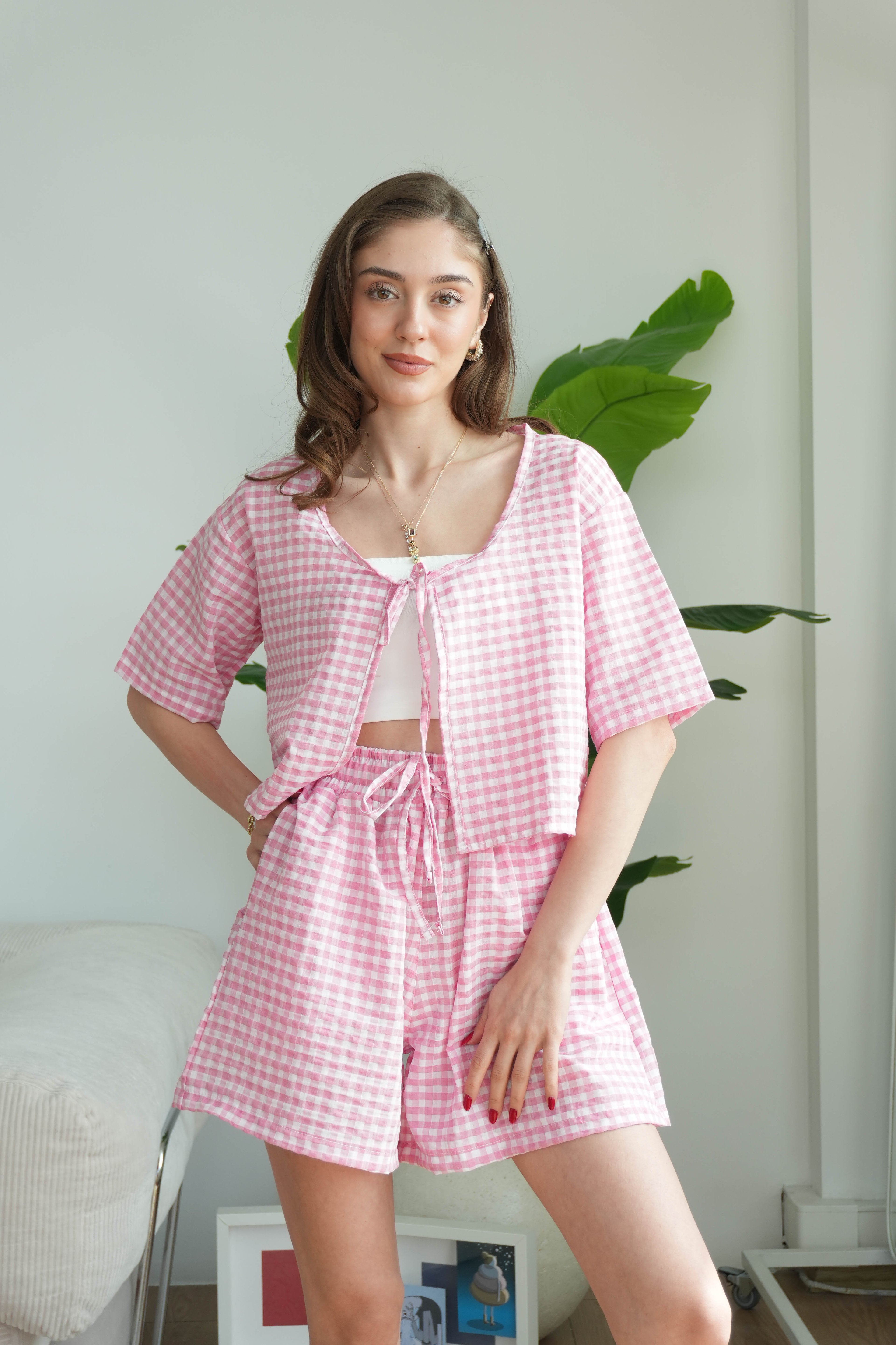 Flora Pötikare Şort Takım - Pembe