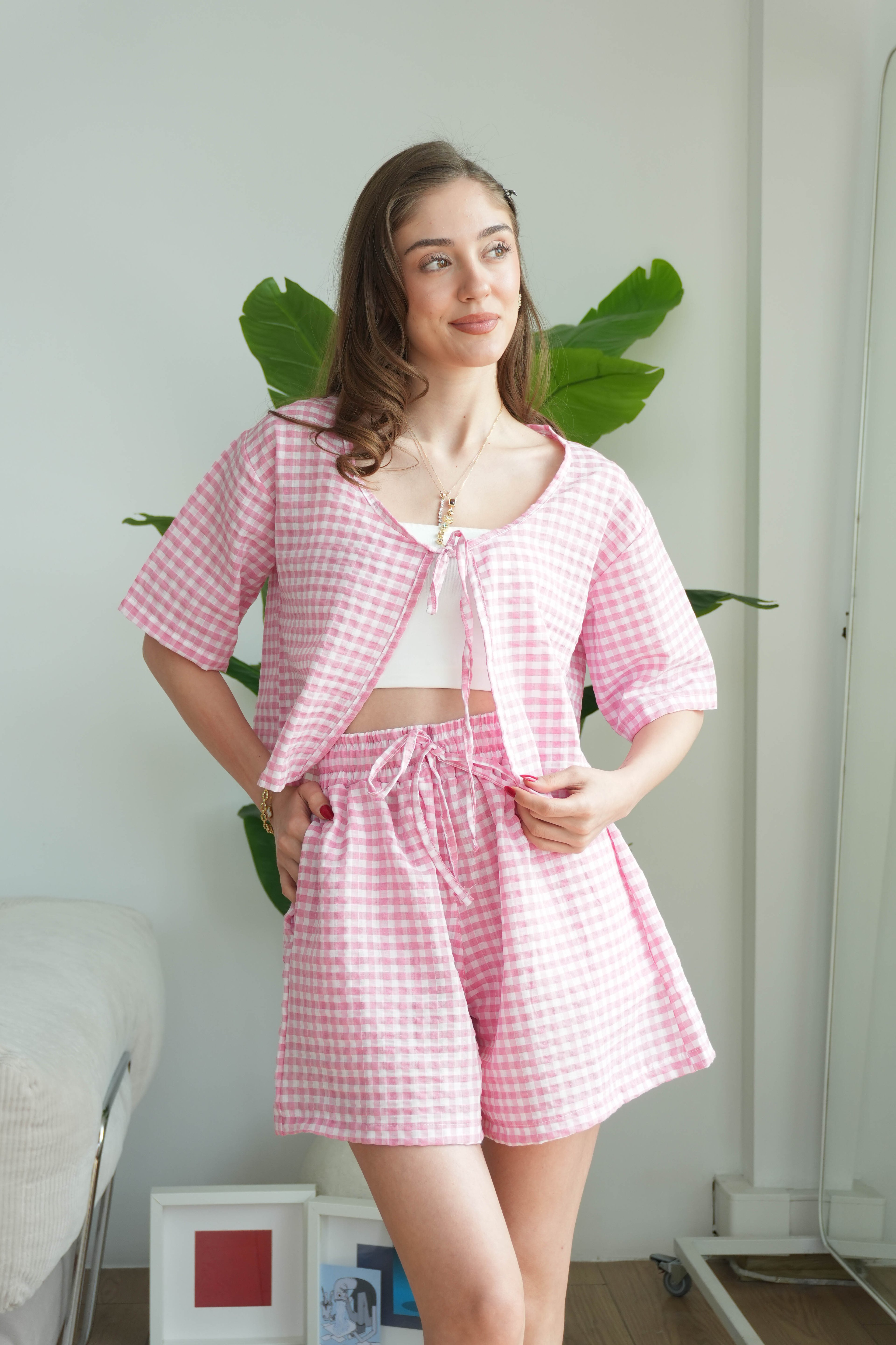 Flora Pötikare Şort Takım - Pembe