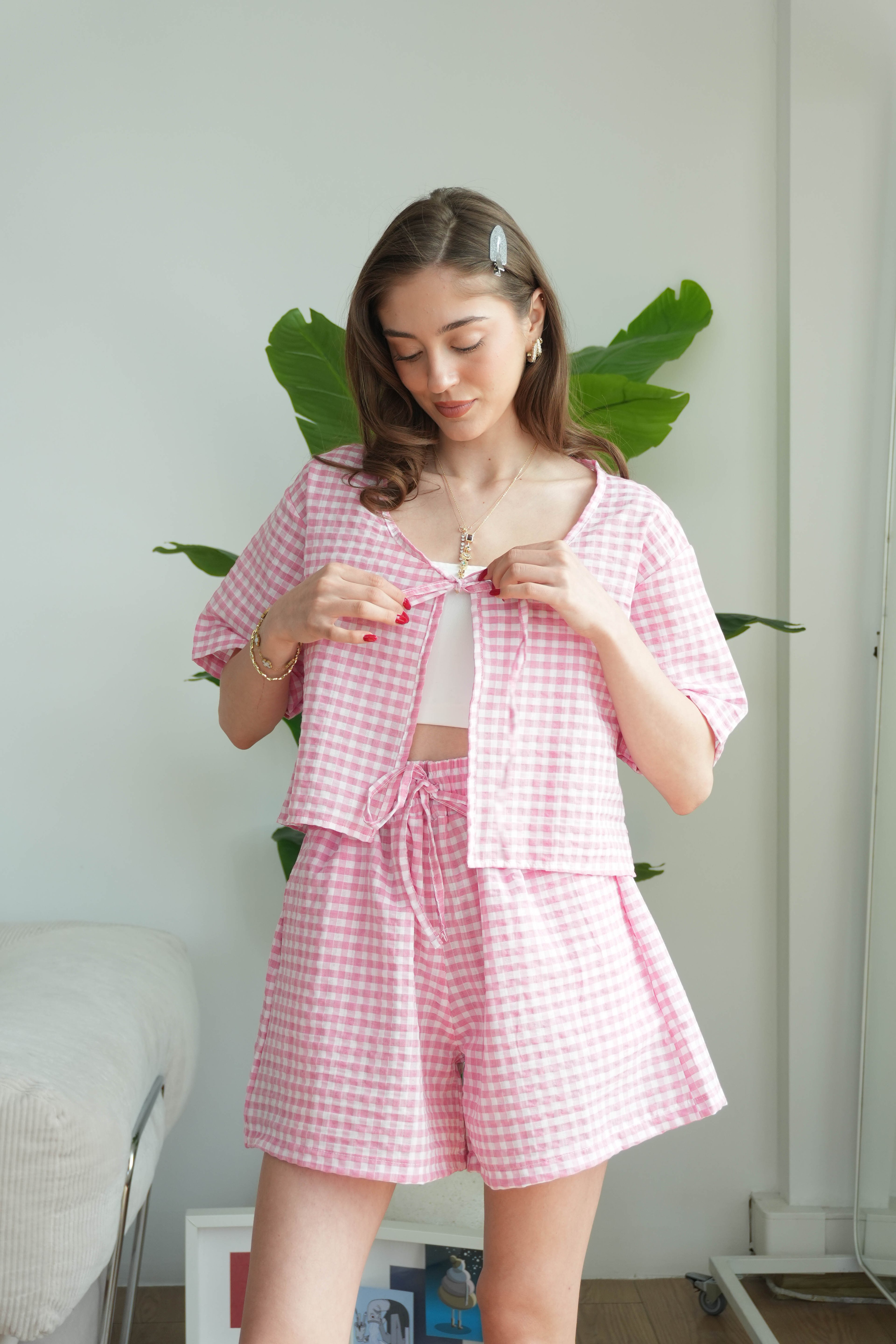 Flora Pötikare Şort Takım - Pembe