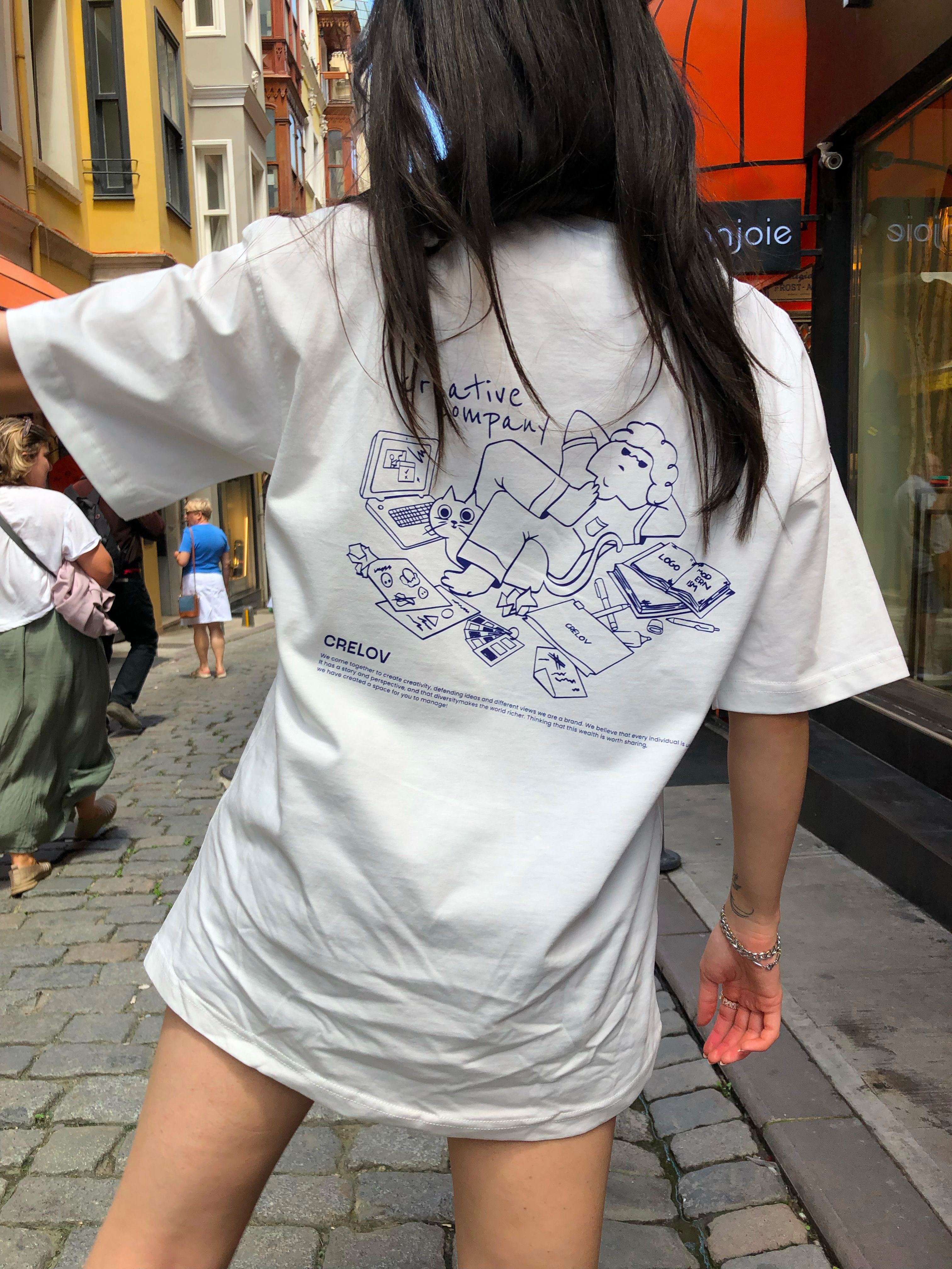 Crelov - Creative Company Unisex T-shirt - Beyaz