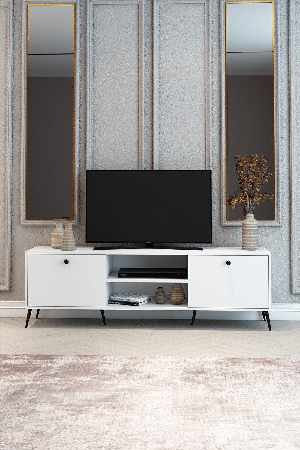 TV Ünitesi Beyaz 180x55x40 - %100 MDF