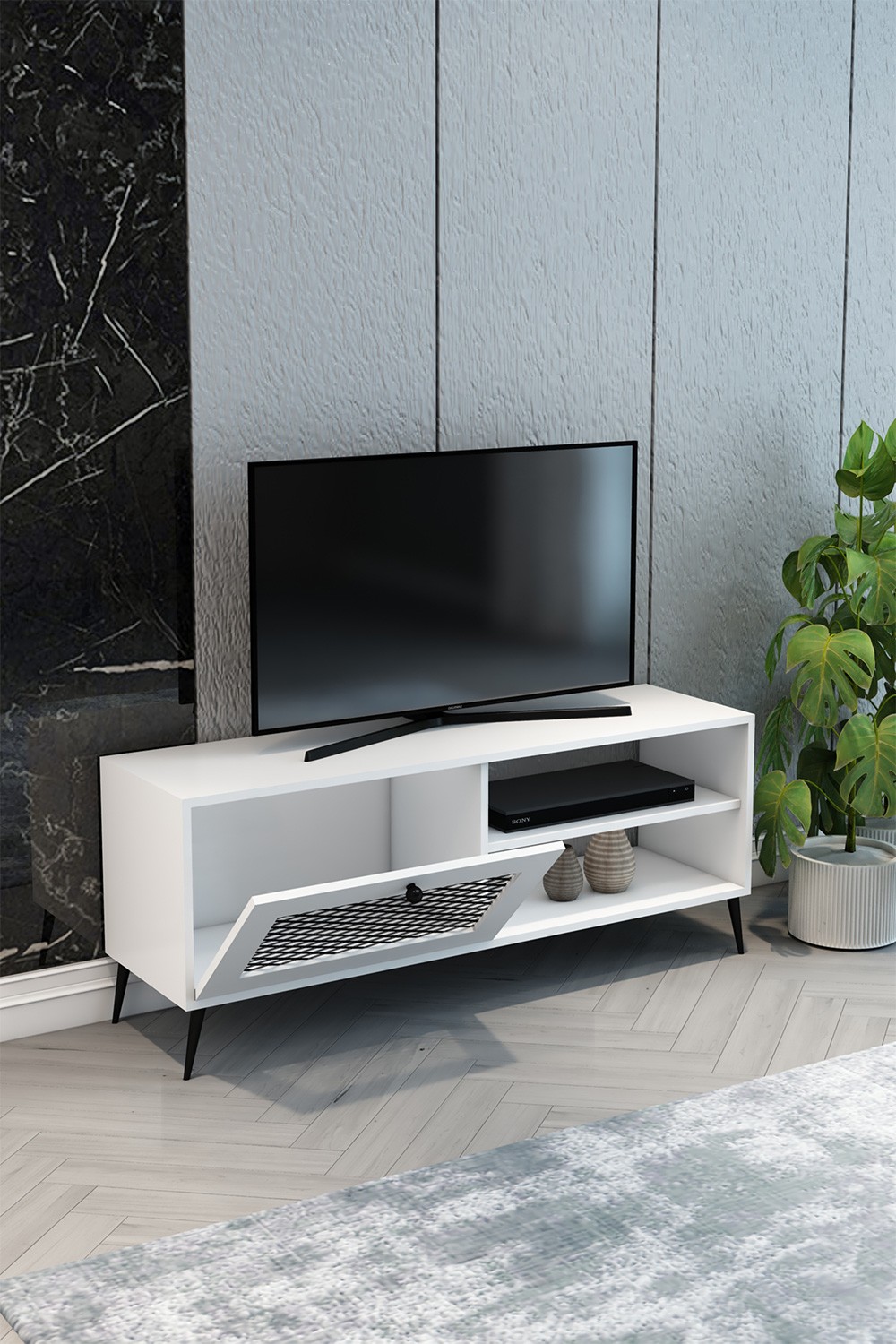 TV Ünitesi Beyaz Tel 140x55x40 - %100 MDF