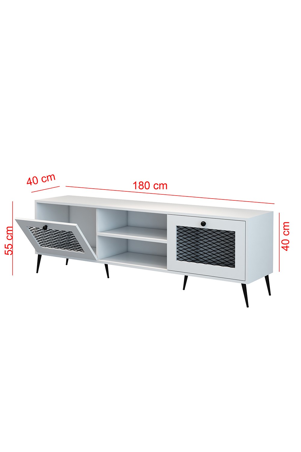 TV Ünitesi Beyaz Tel 180x55x40 - %100 MDF