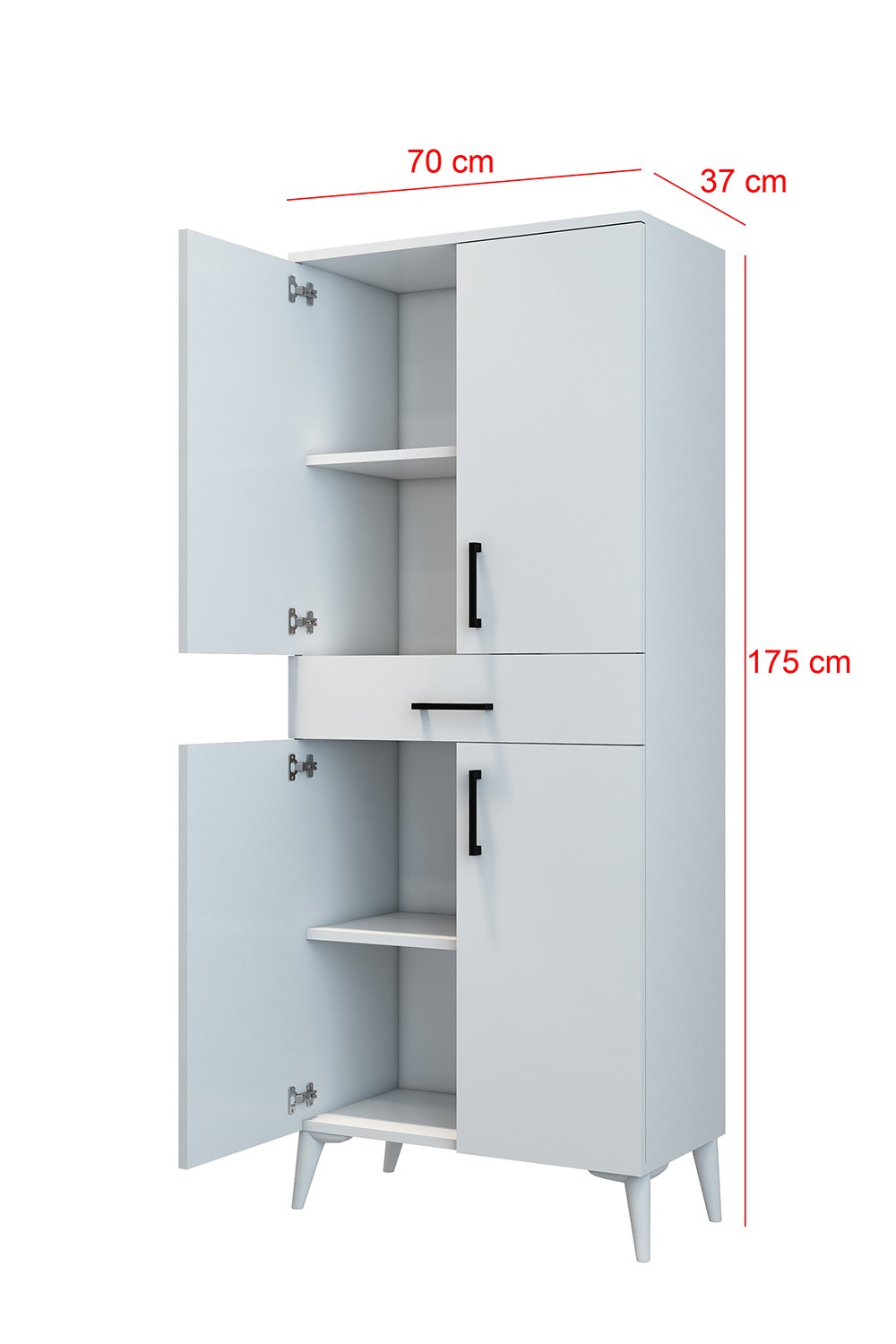 Beyaz Erzak Dolabı Kiler - 175x70x37 - %100 MDF