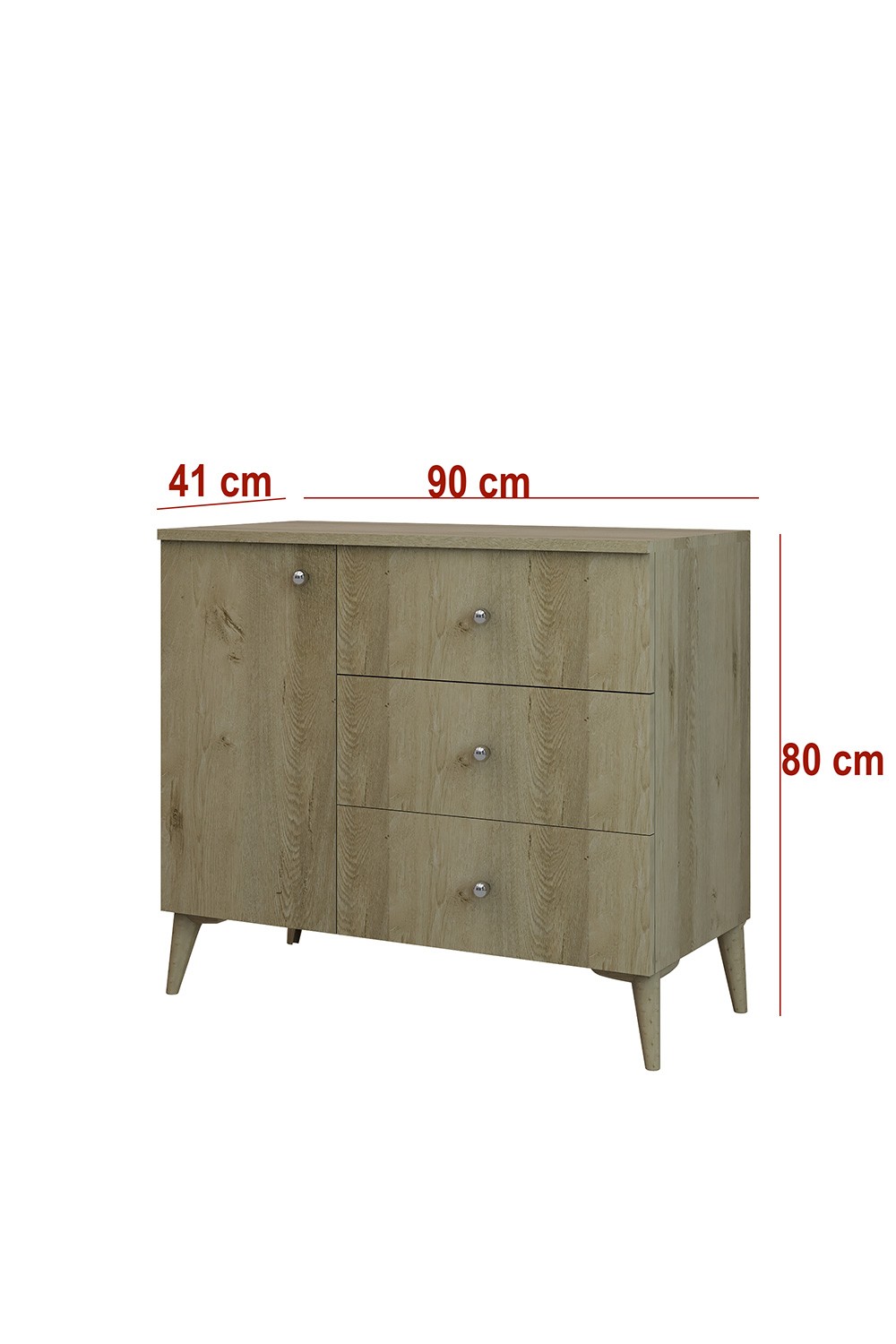 Kapaklı Şifonyer Safir Meşe 80x90x41 - %100 MDF