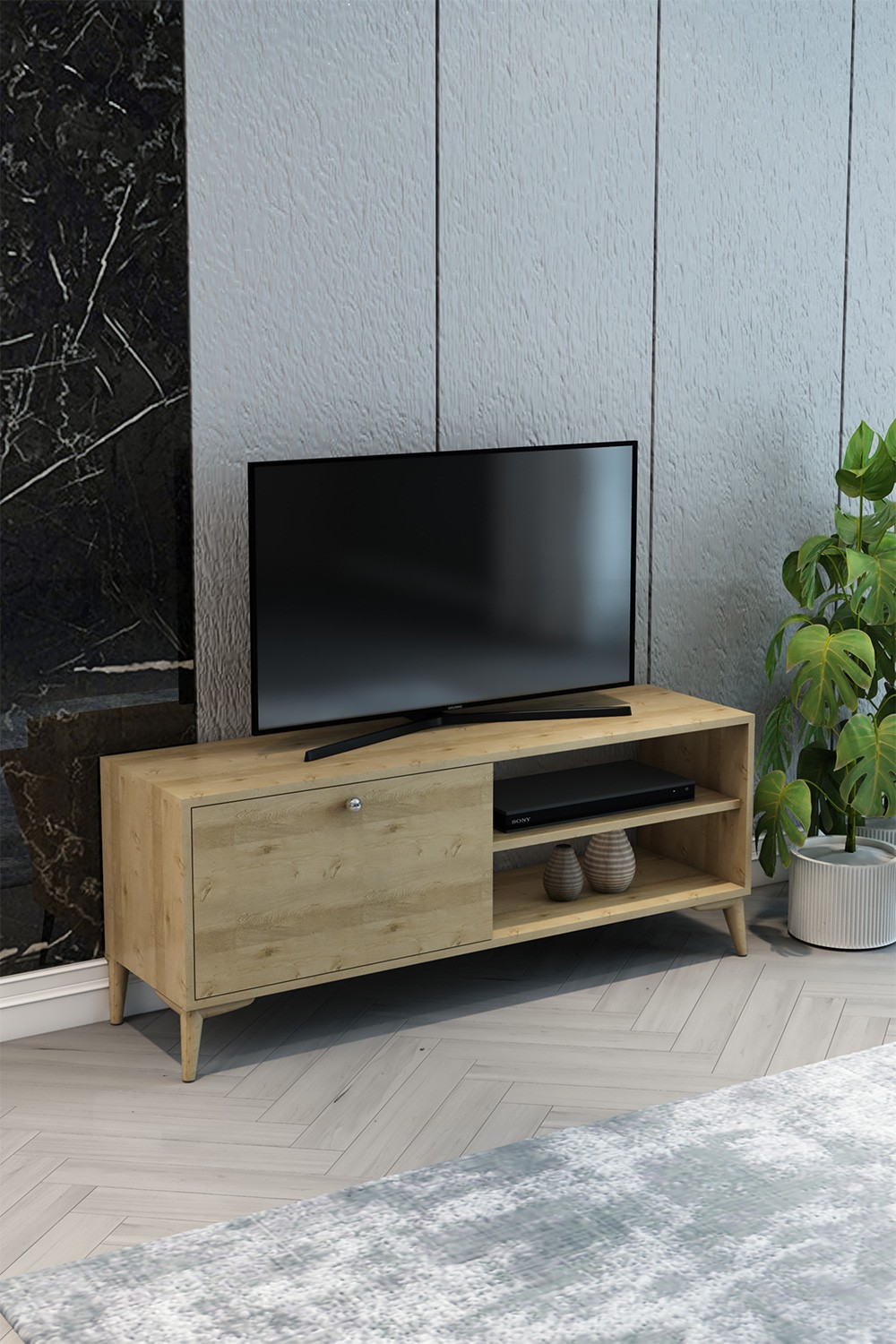 TV Ünitesi Safir Meşe 140x55x40 - %100 MDF