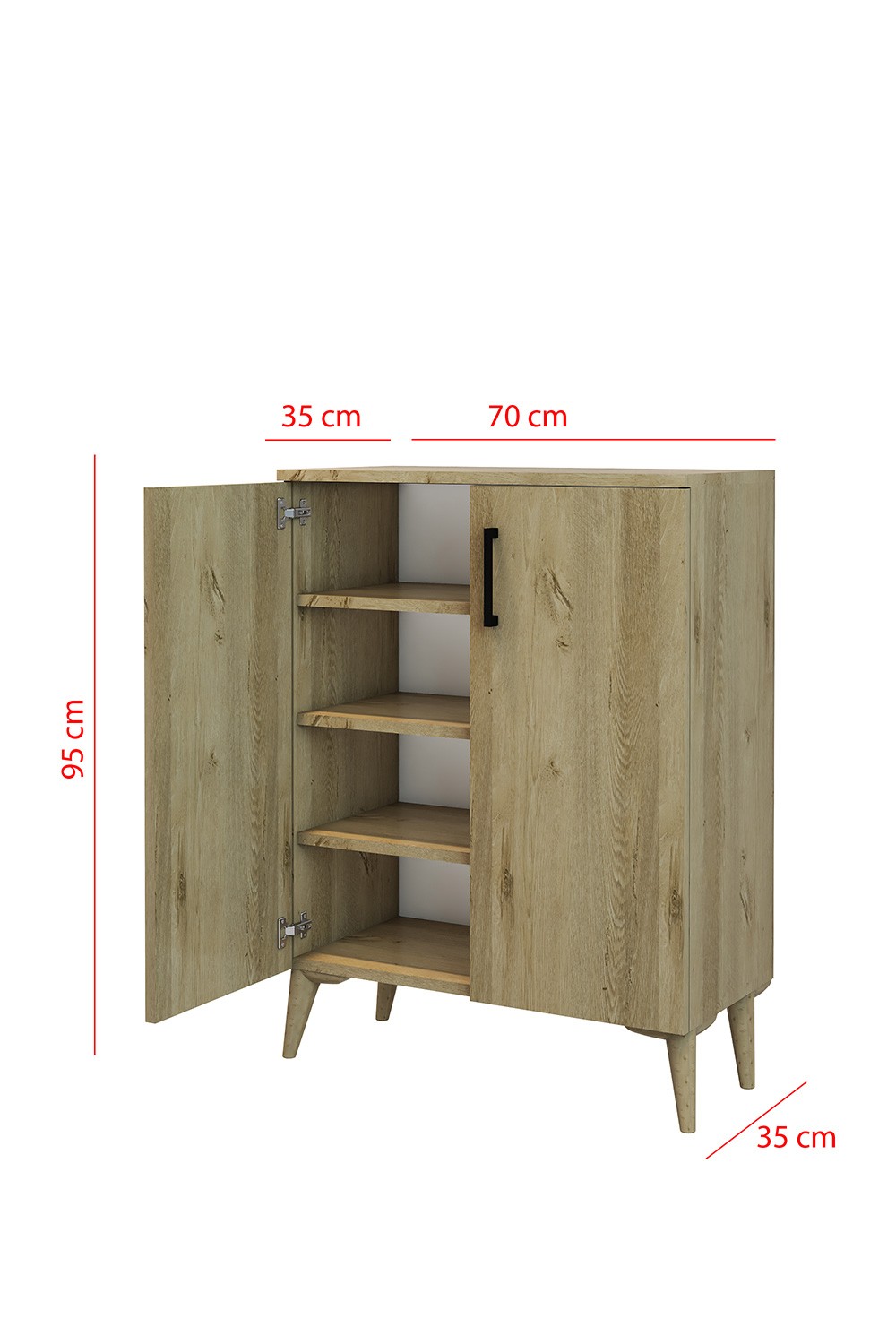 Safir Meşe Ayakkabılık - 95x70x35 - %100 MDF