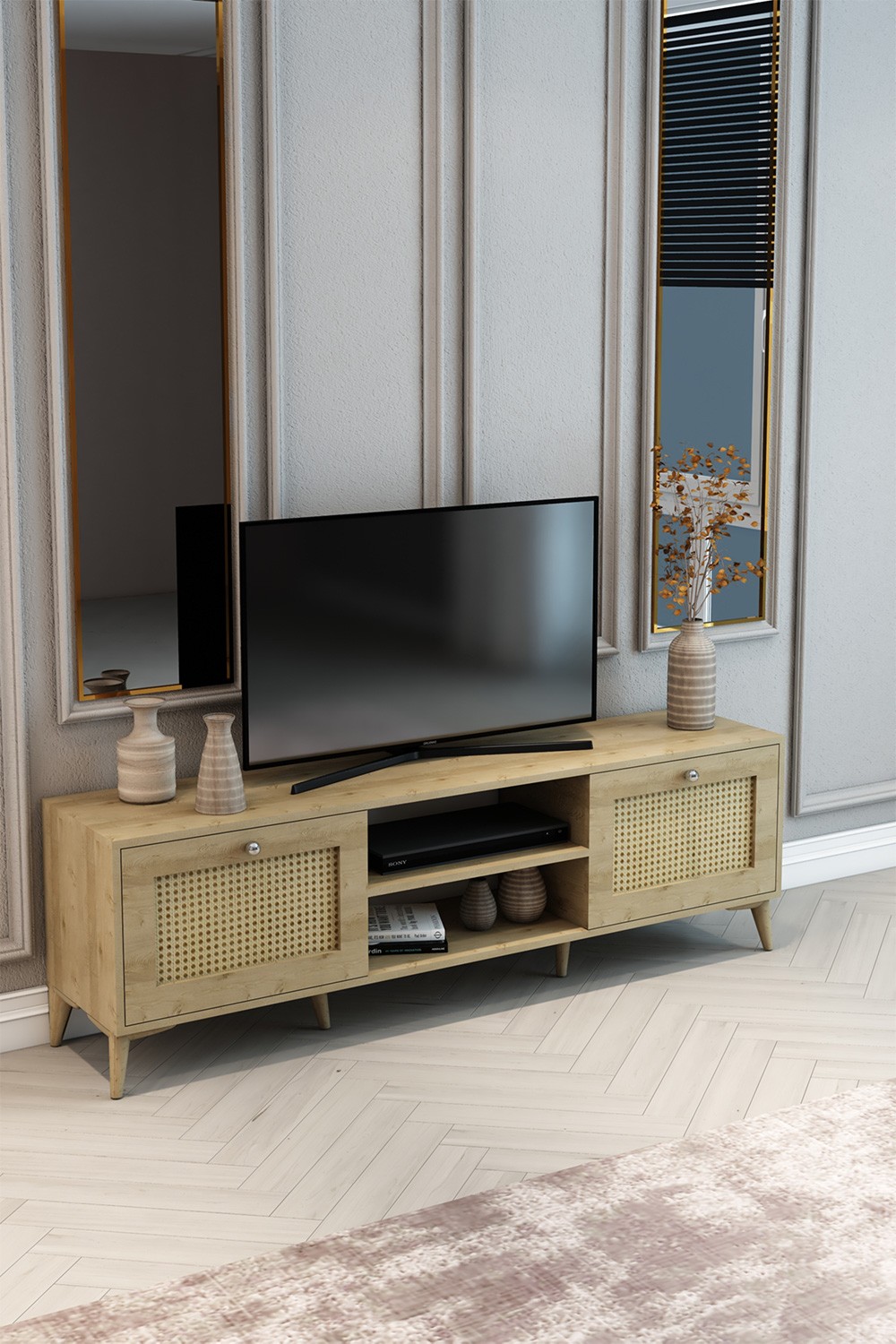 TV Ünitesi Safir Meşe Hazeran 180x55x40 - %100 MDF